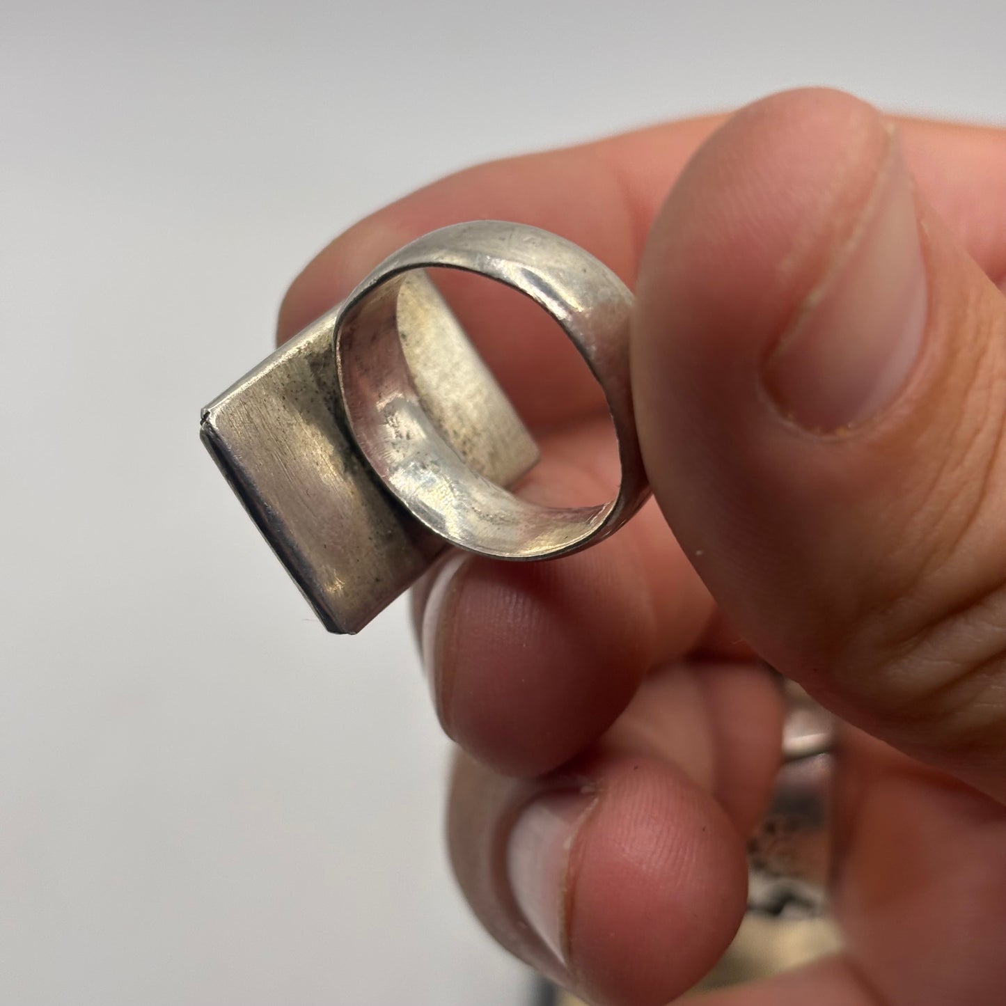Silver Large Agate Ring (O)