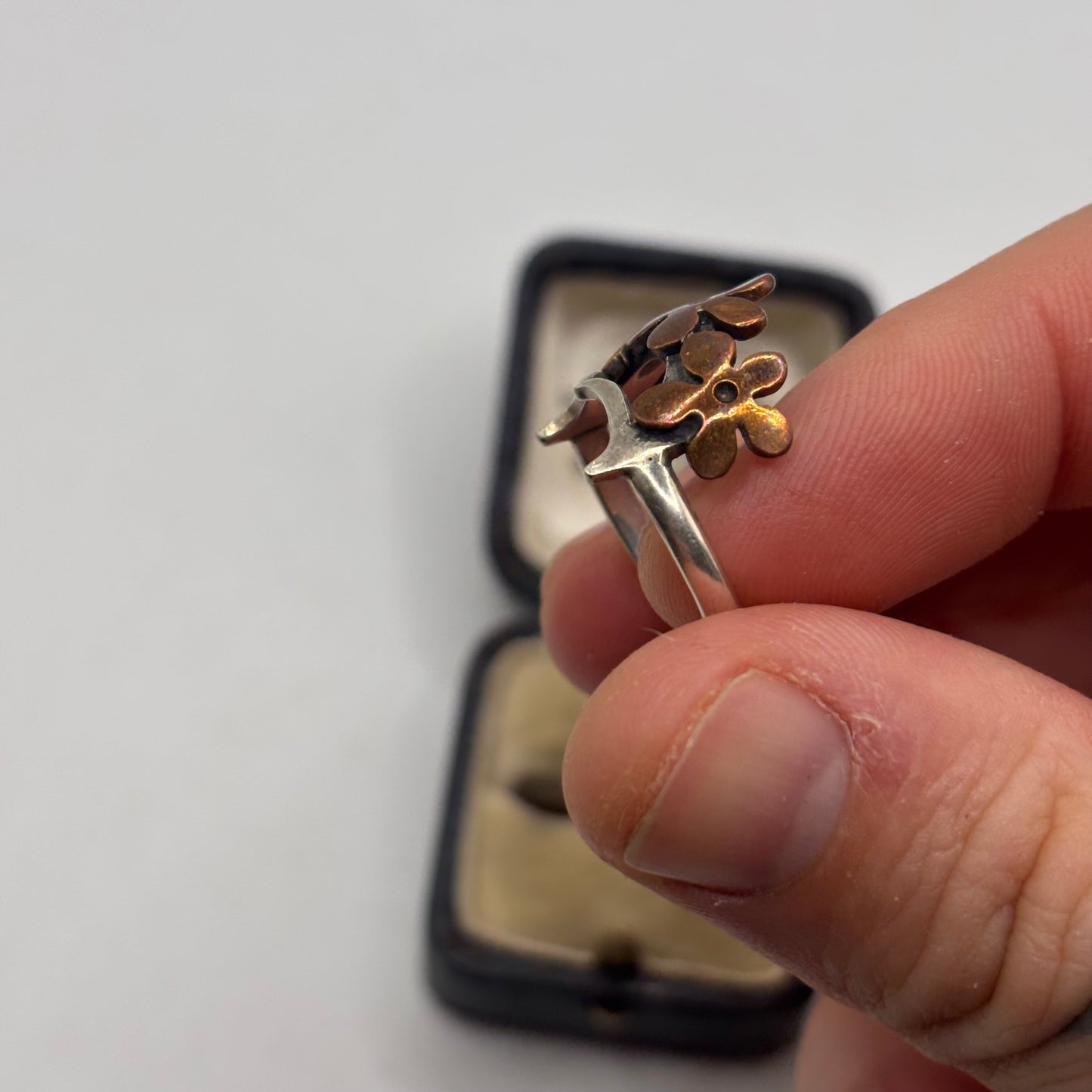 Silver & Copper Flower Ring