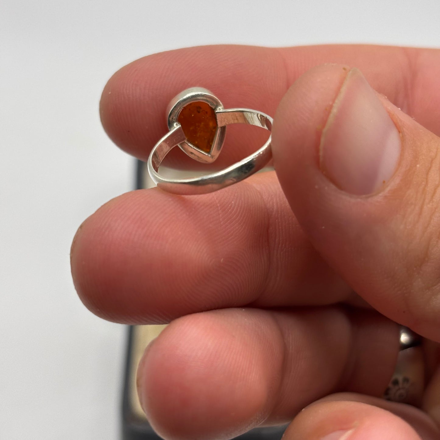 Silver Amber Ring (J 1/2)