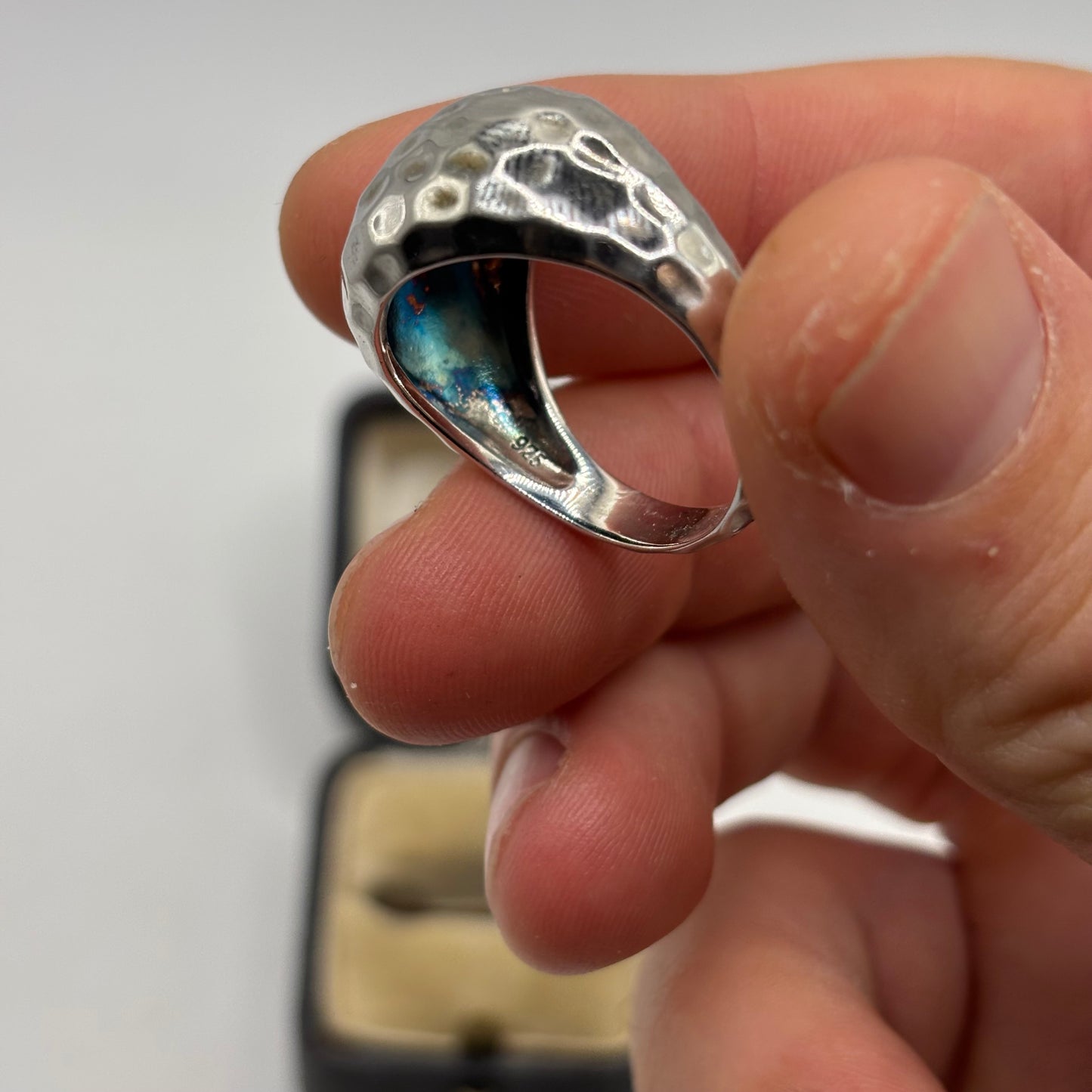 Silver Hammered Dome Ring