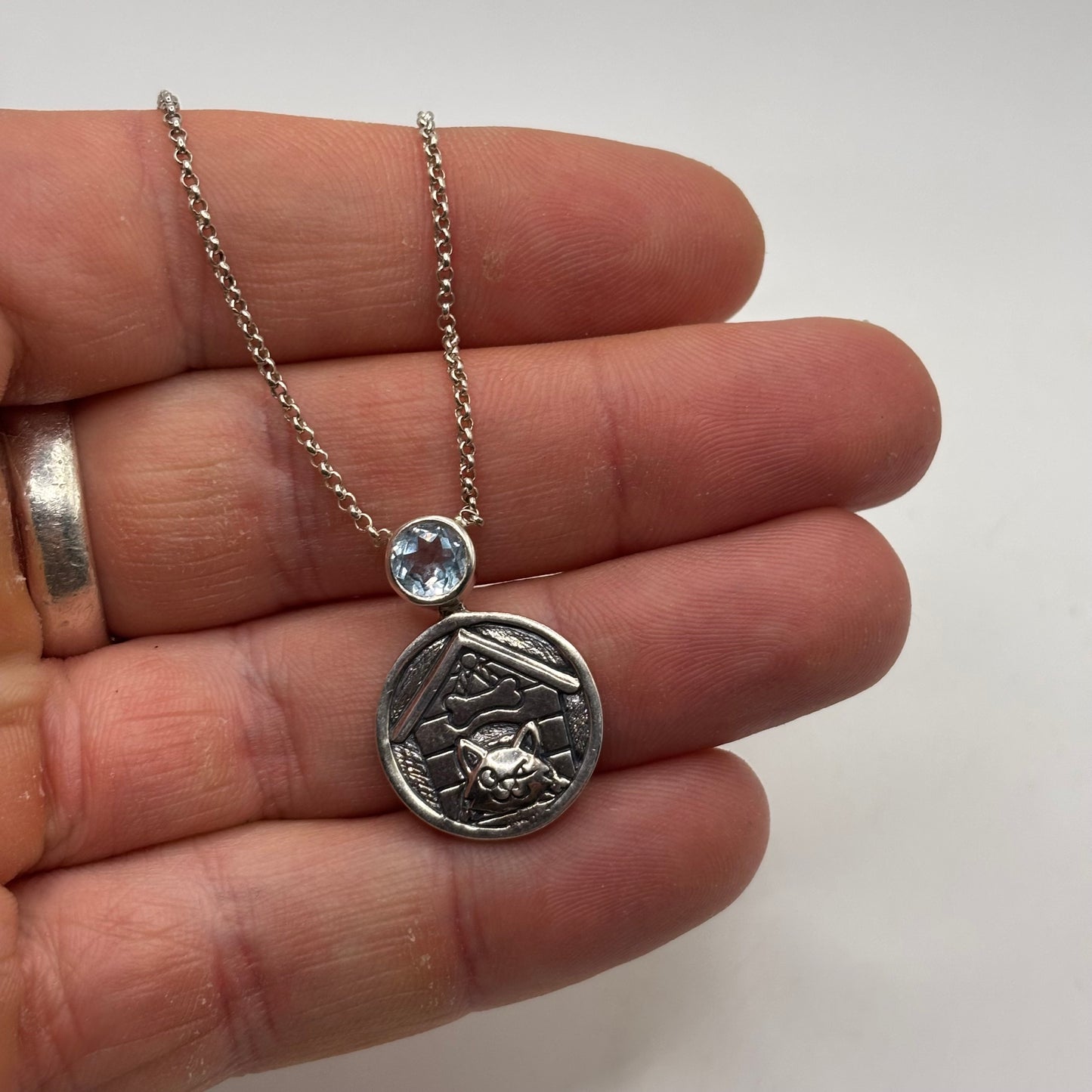 Silver 20” “Quietly Happy” Cat Necklace