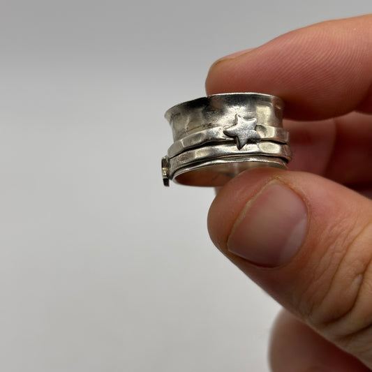 Silver Star Spinner Ring