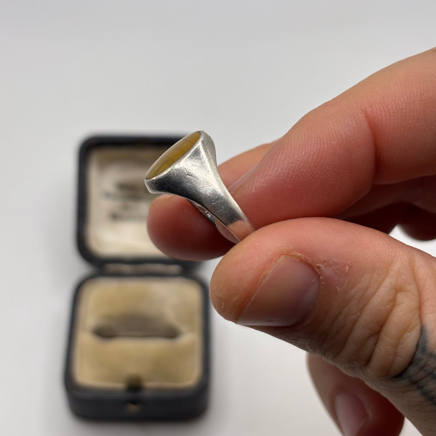 Silver Tigerseye Signet Ring
