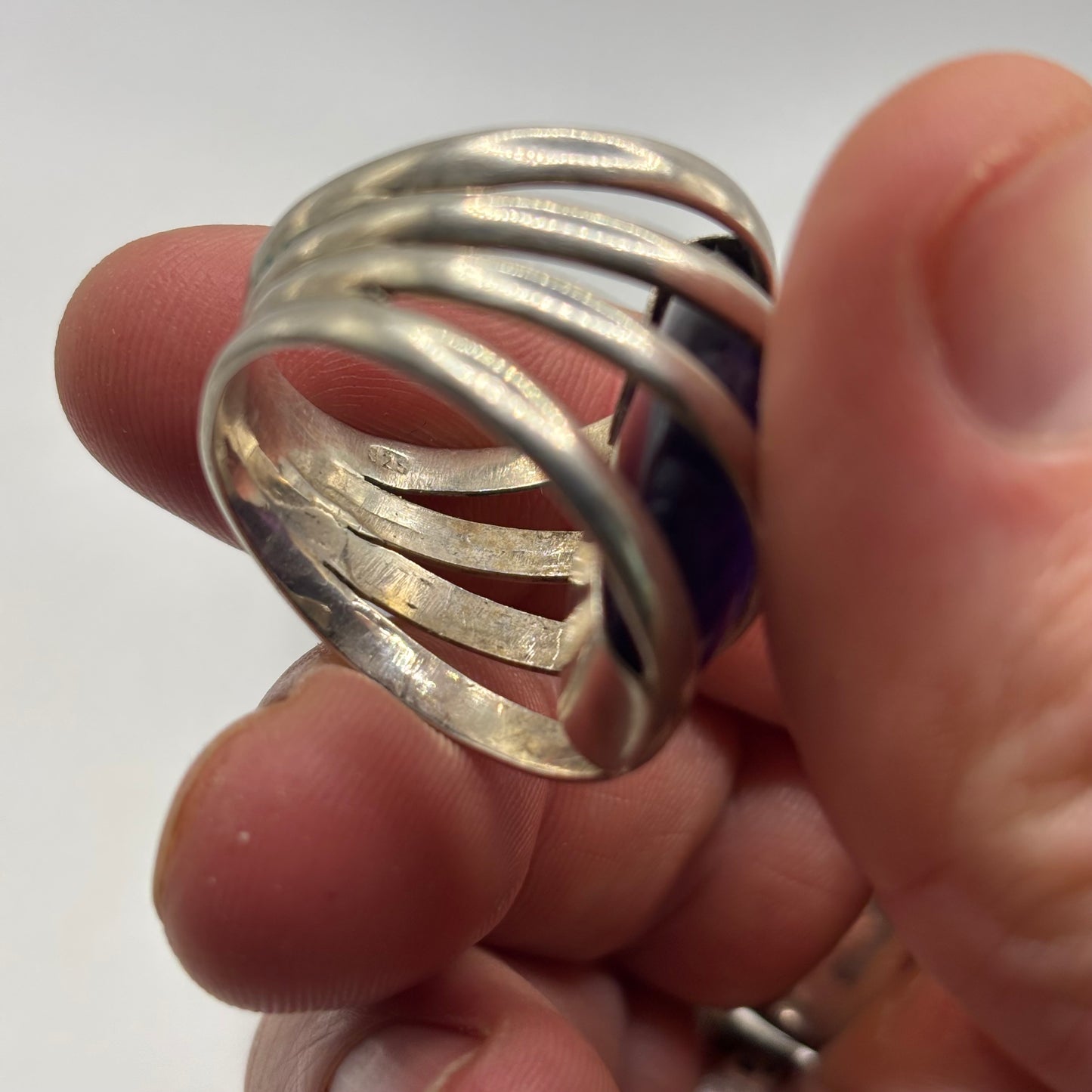 Silver Large Amethyst Ring (S)