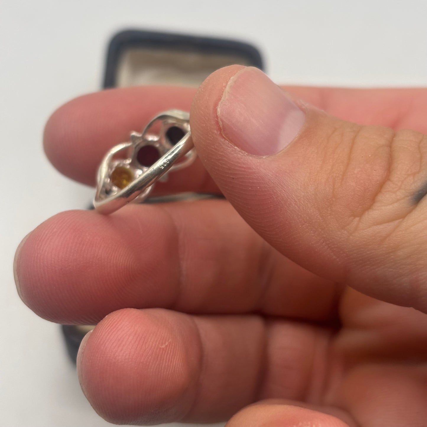 Silver Amber Ring (Q)