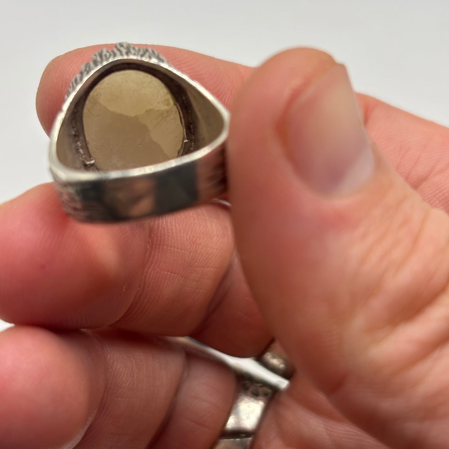 Silver 70s Jade Ring (O 1/2)