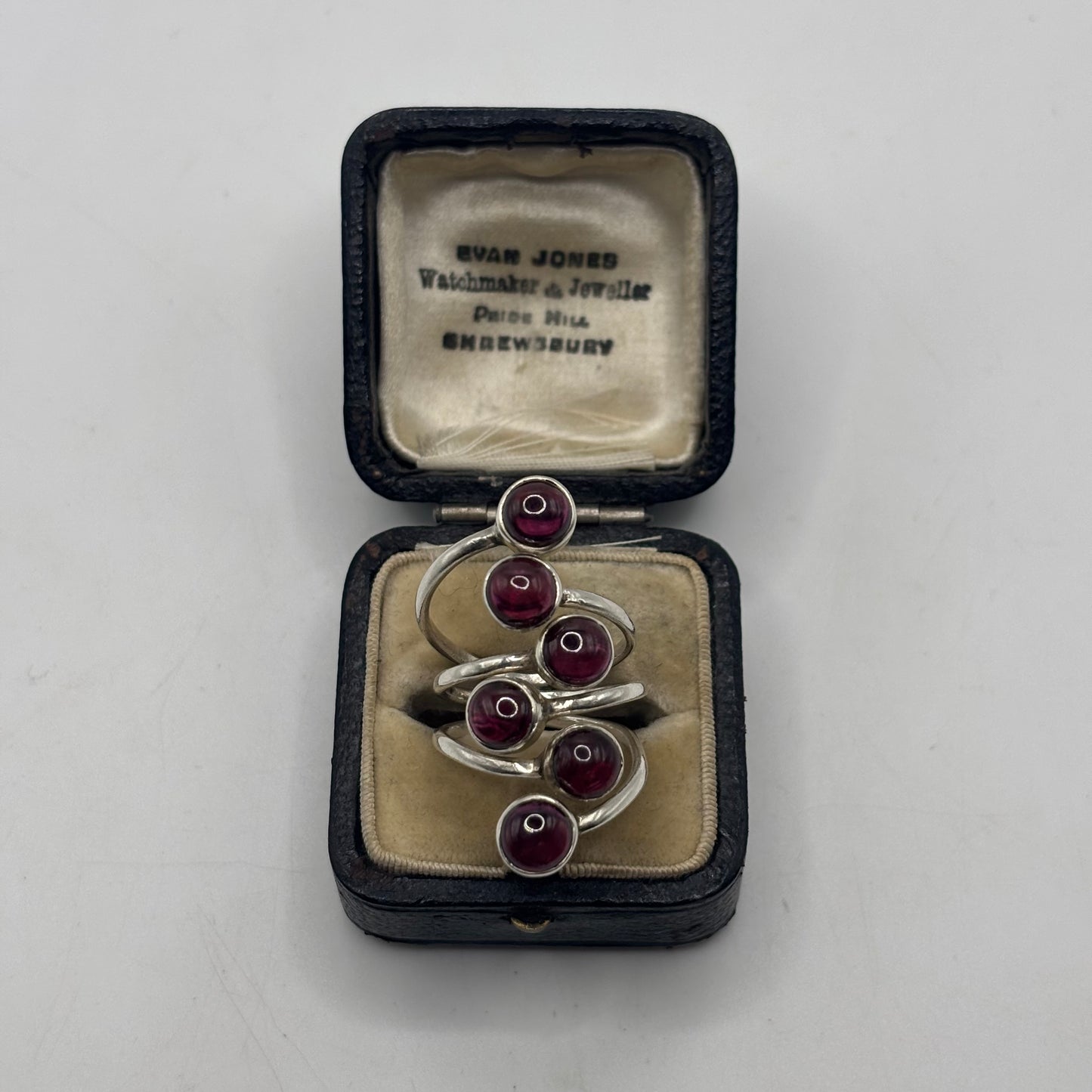 Silver Abstract Garnet Ring