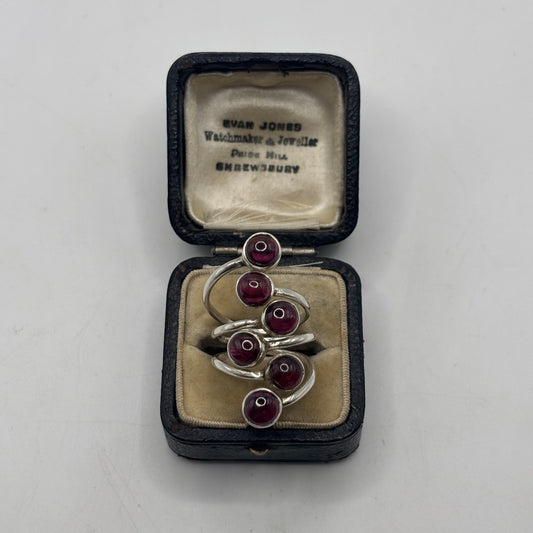Silver Abstract Garnet Ring