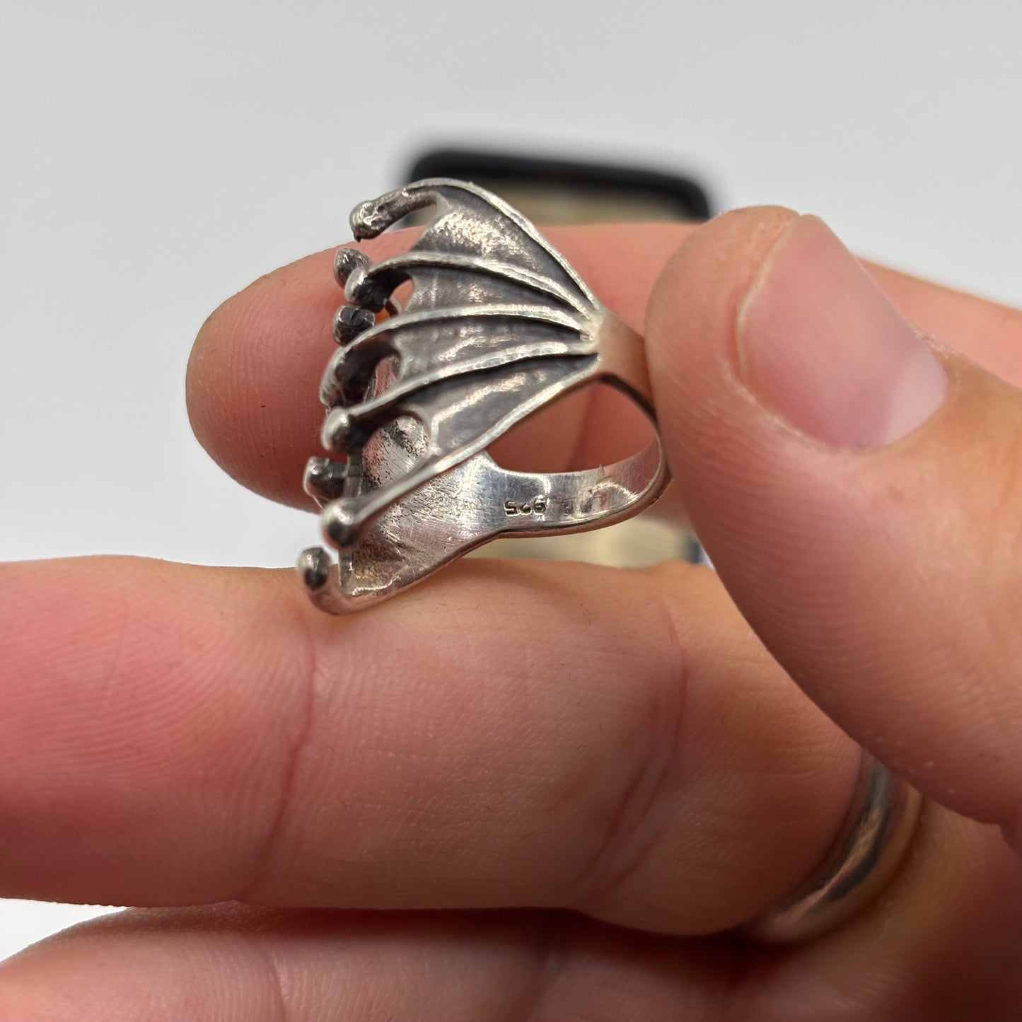 Silver Bat Wing Ring (K)
