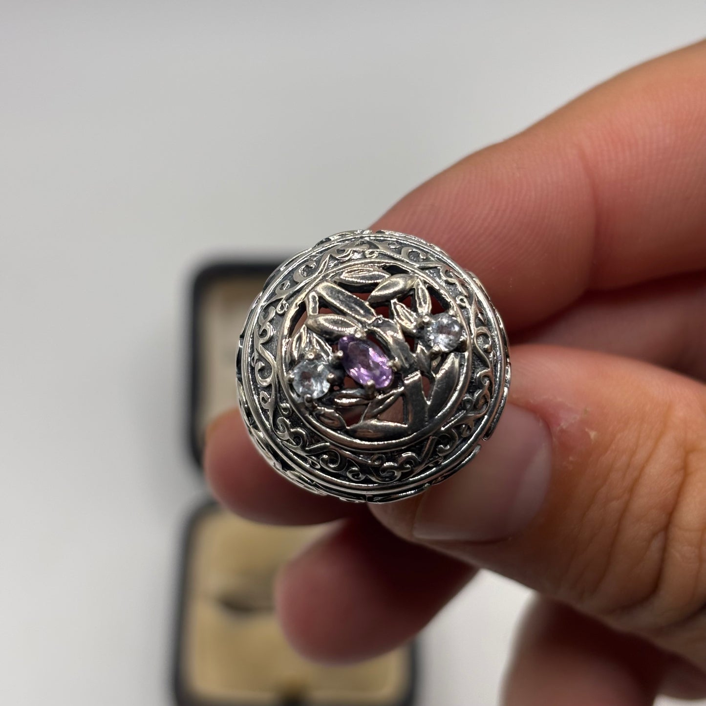 Silver Heavy Amethyst Ring (S)