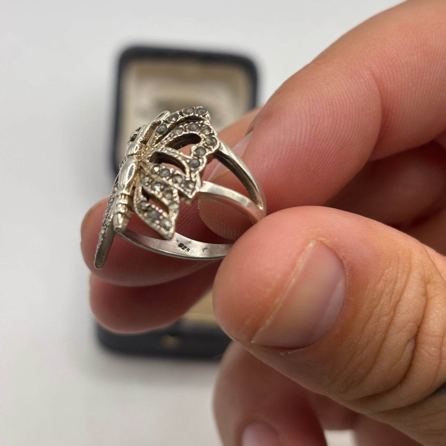 Silver Marcasite Butterfly Ring (N)