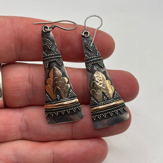 Silver Gold Detailed Earrings