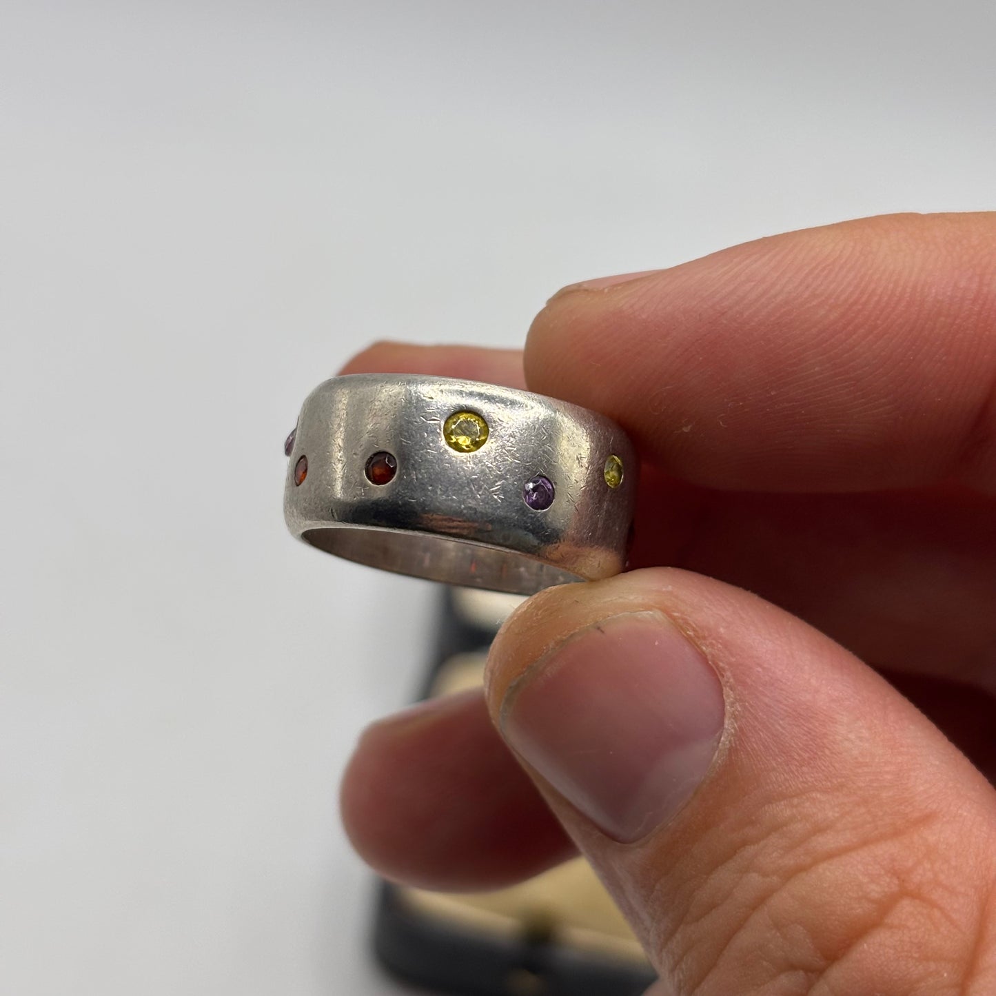 Silver Multi Gem Band Ring