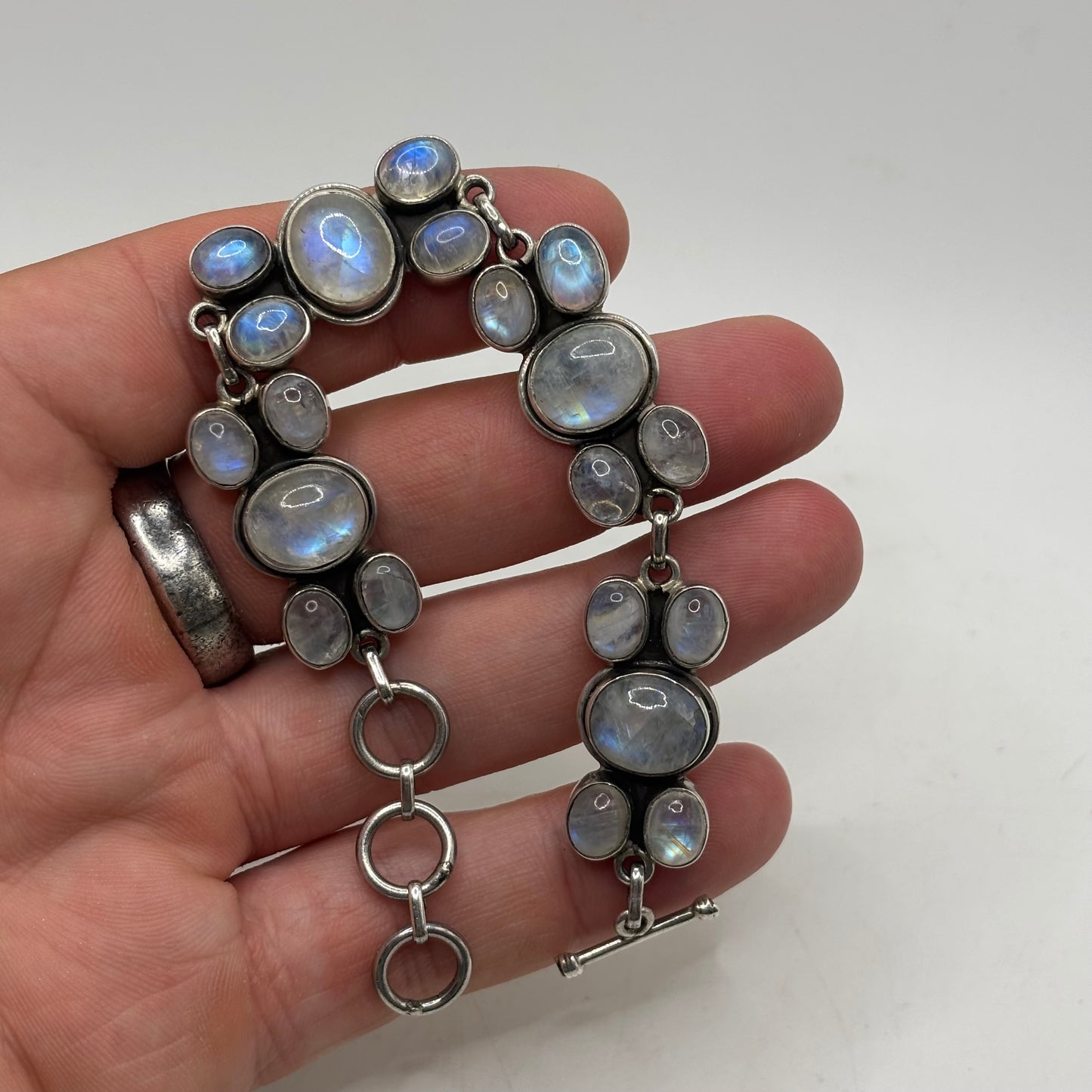 Silver 6.5”-7.5” Moonstone Bracelet