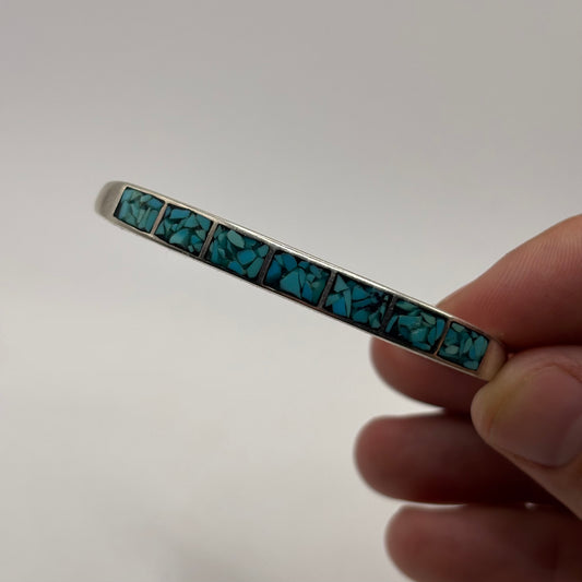 Silver Native American Crushed Turquoise Bangle