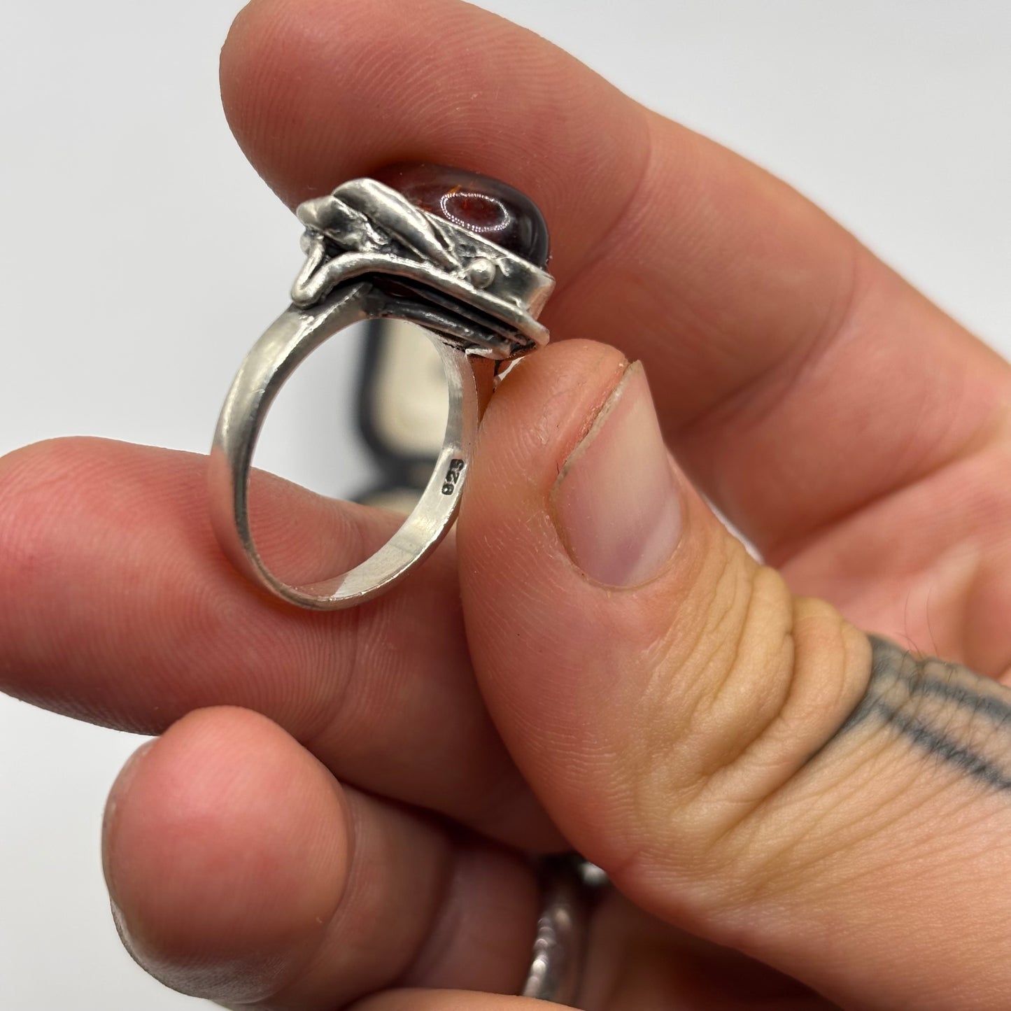 Silver Baltic Amber Ring