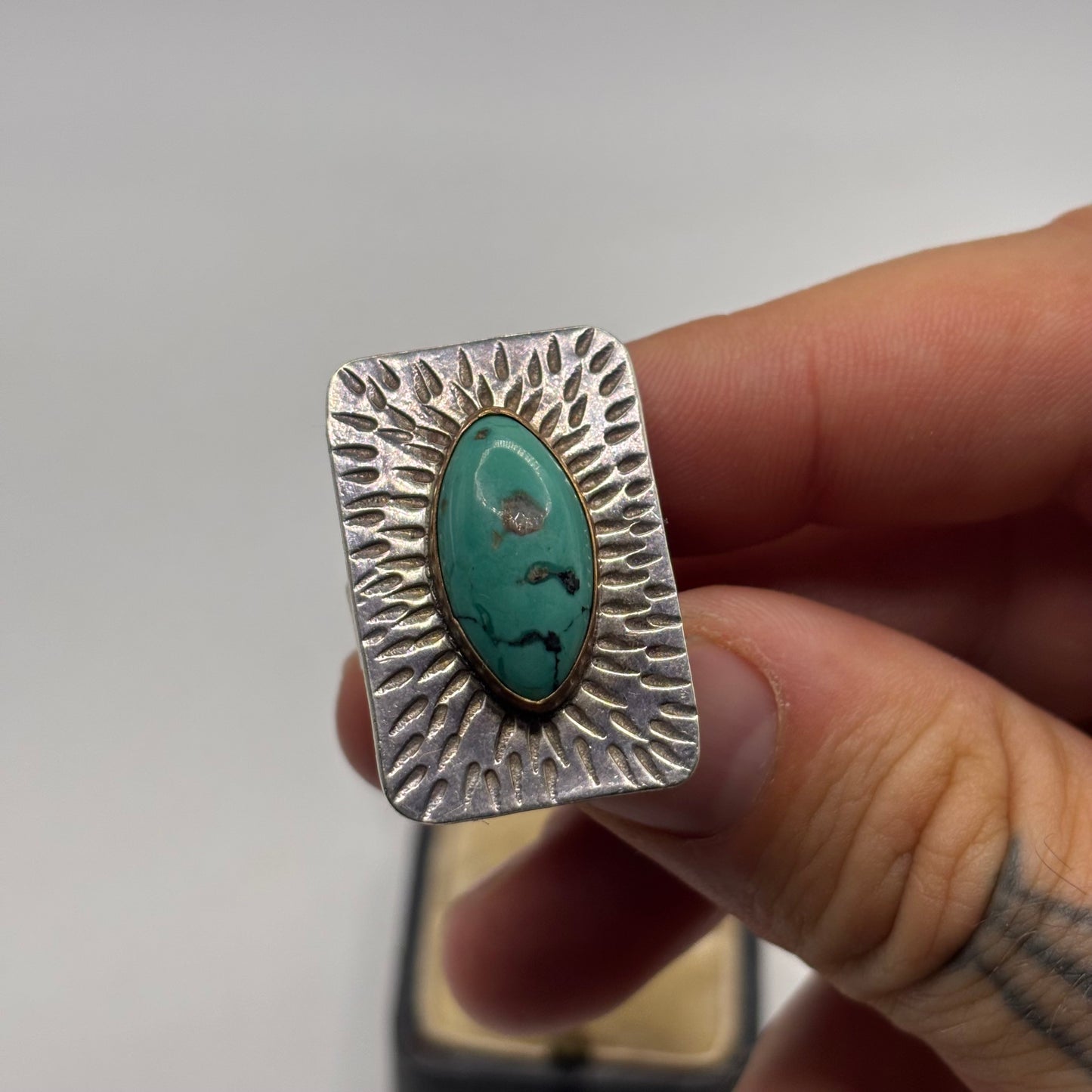 Silver Abstract Turquoise Ring