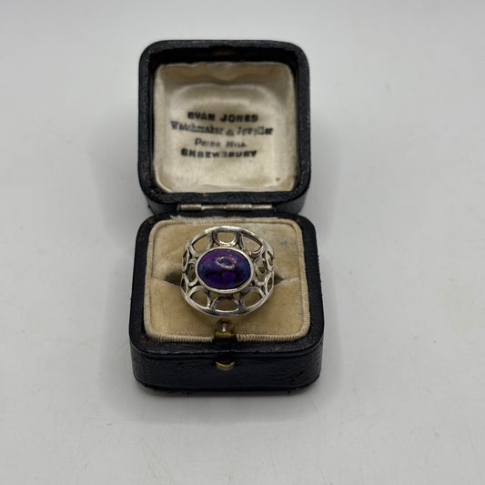 Silver Copper Purple Turquoise Ring (V)