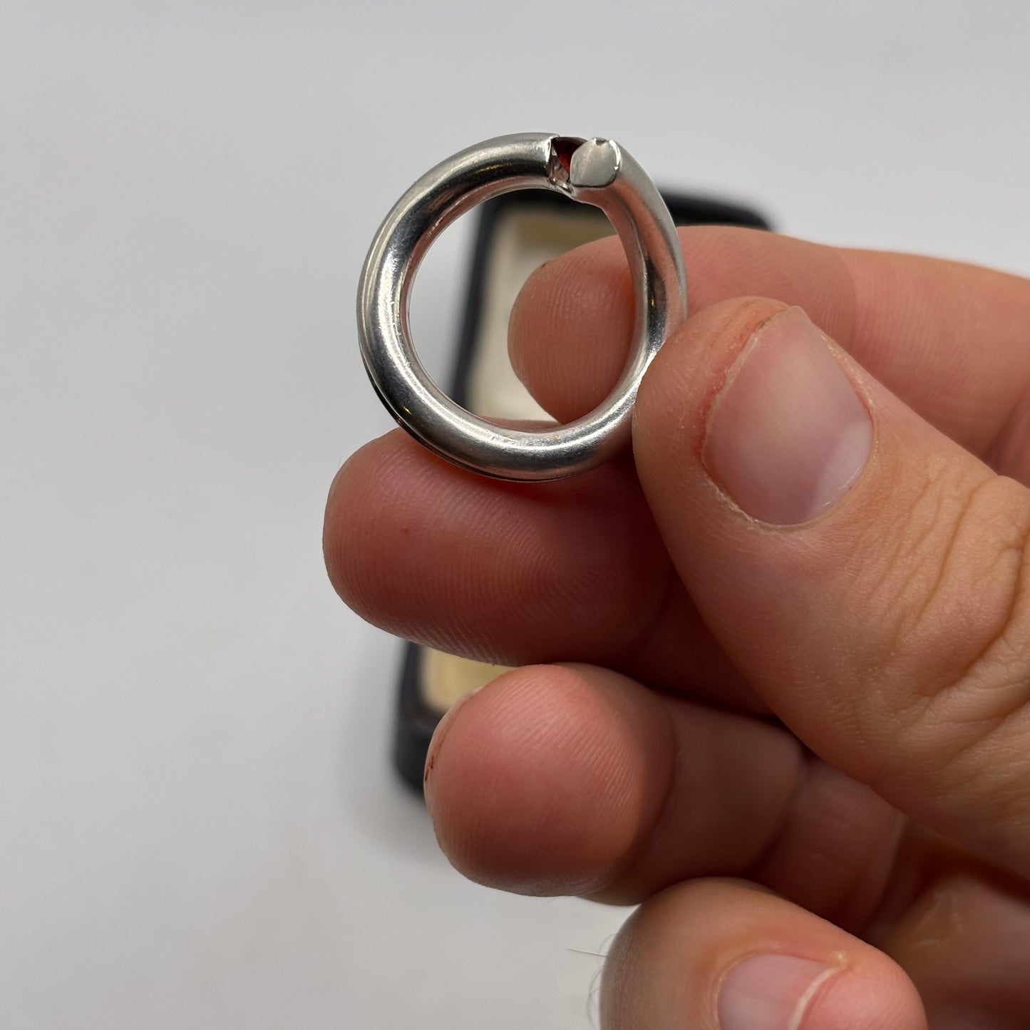 Silver Chunky Garnet Ring