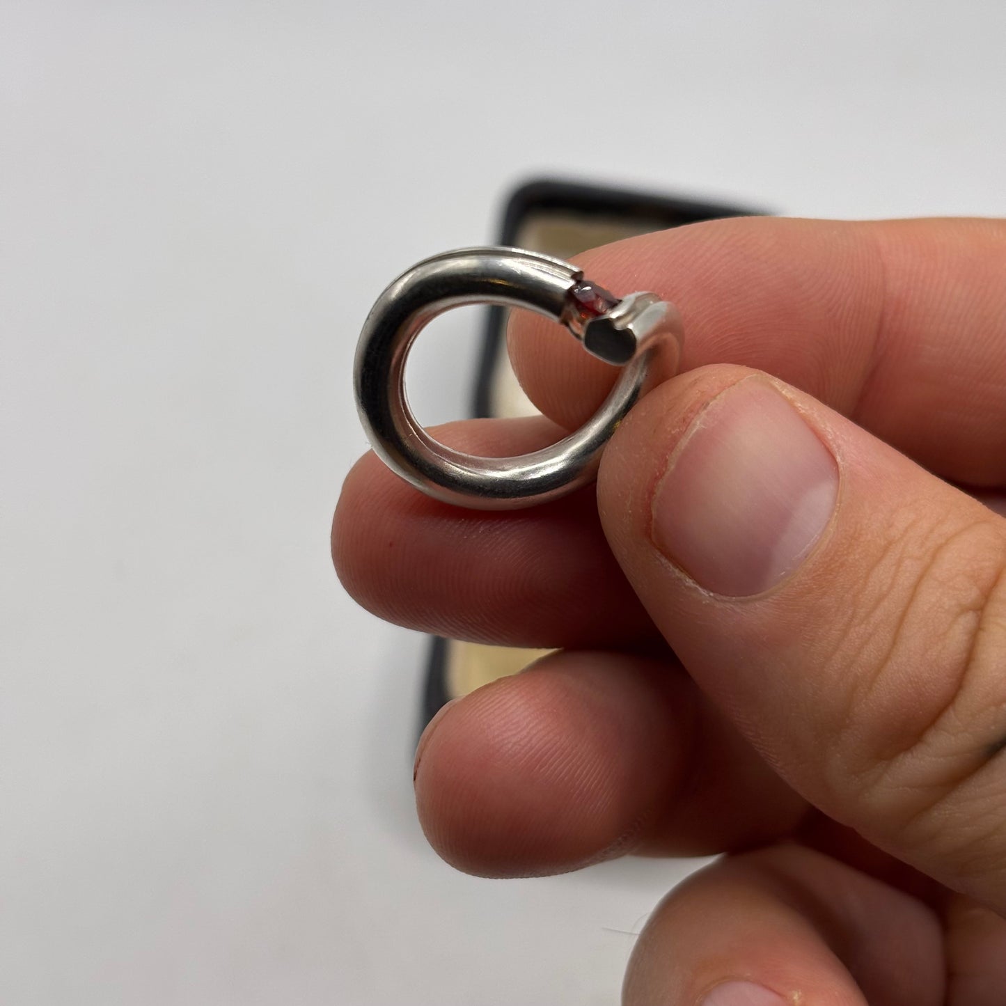 Silver Chunky Garnet Ring