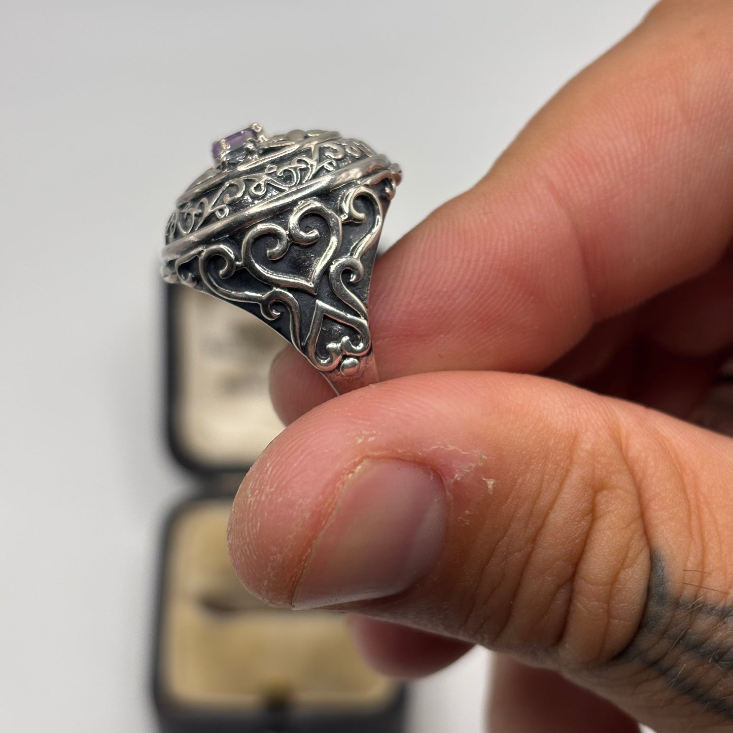 Silver Heavy Amethyst Ring (S)