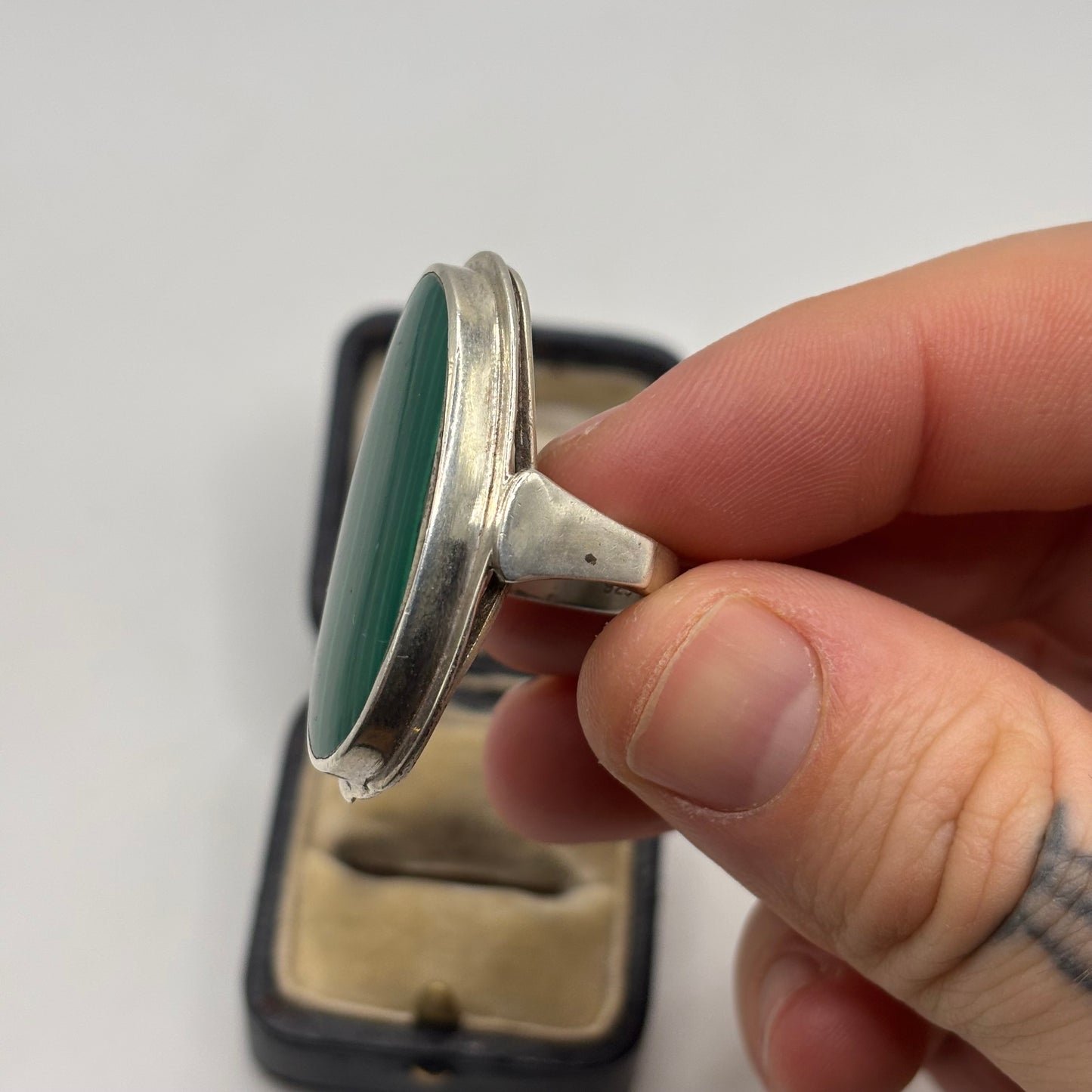 Silver Large Malachite Ring