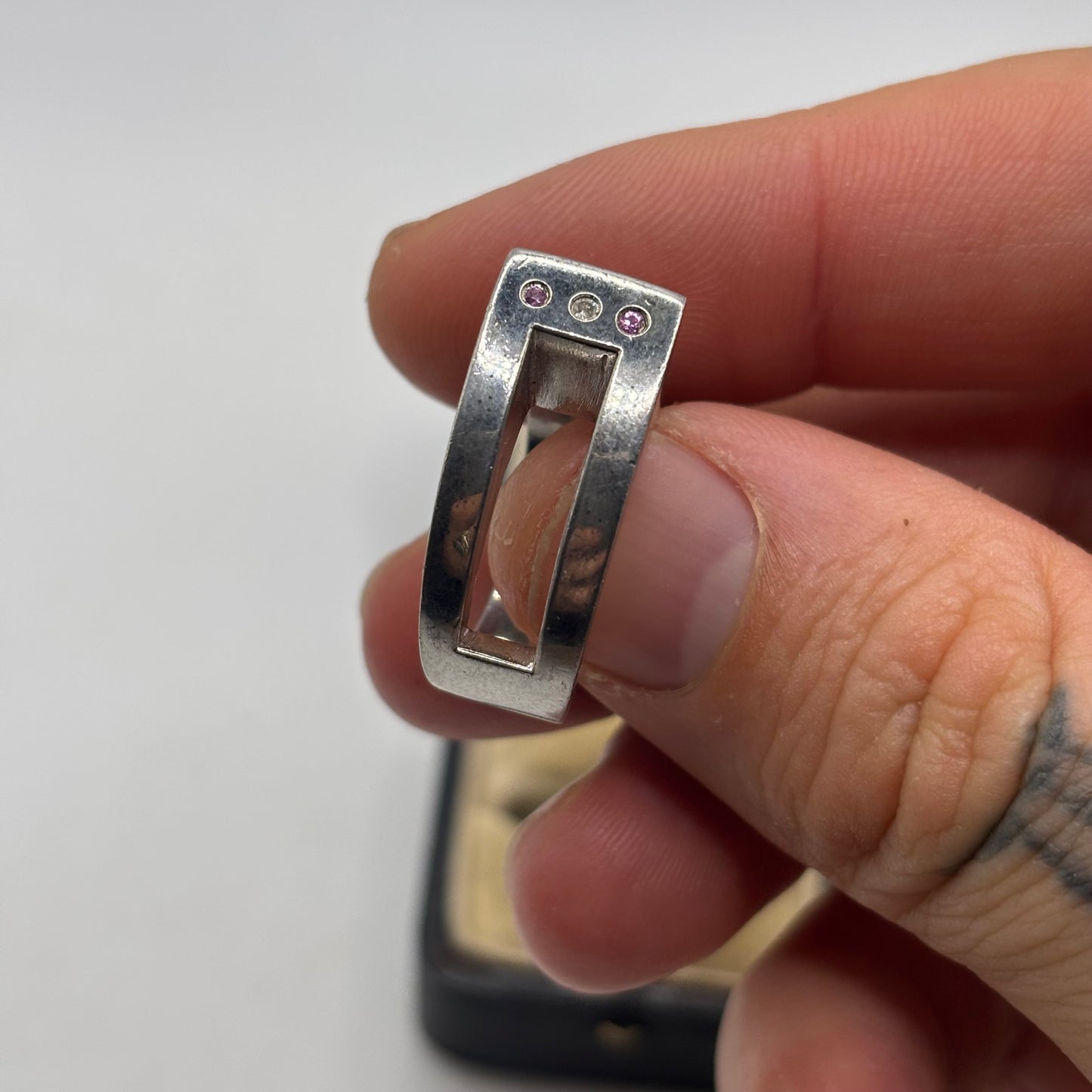 Silver Heavy Mixed Gem Band Ring