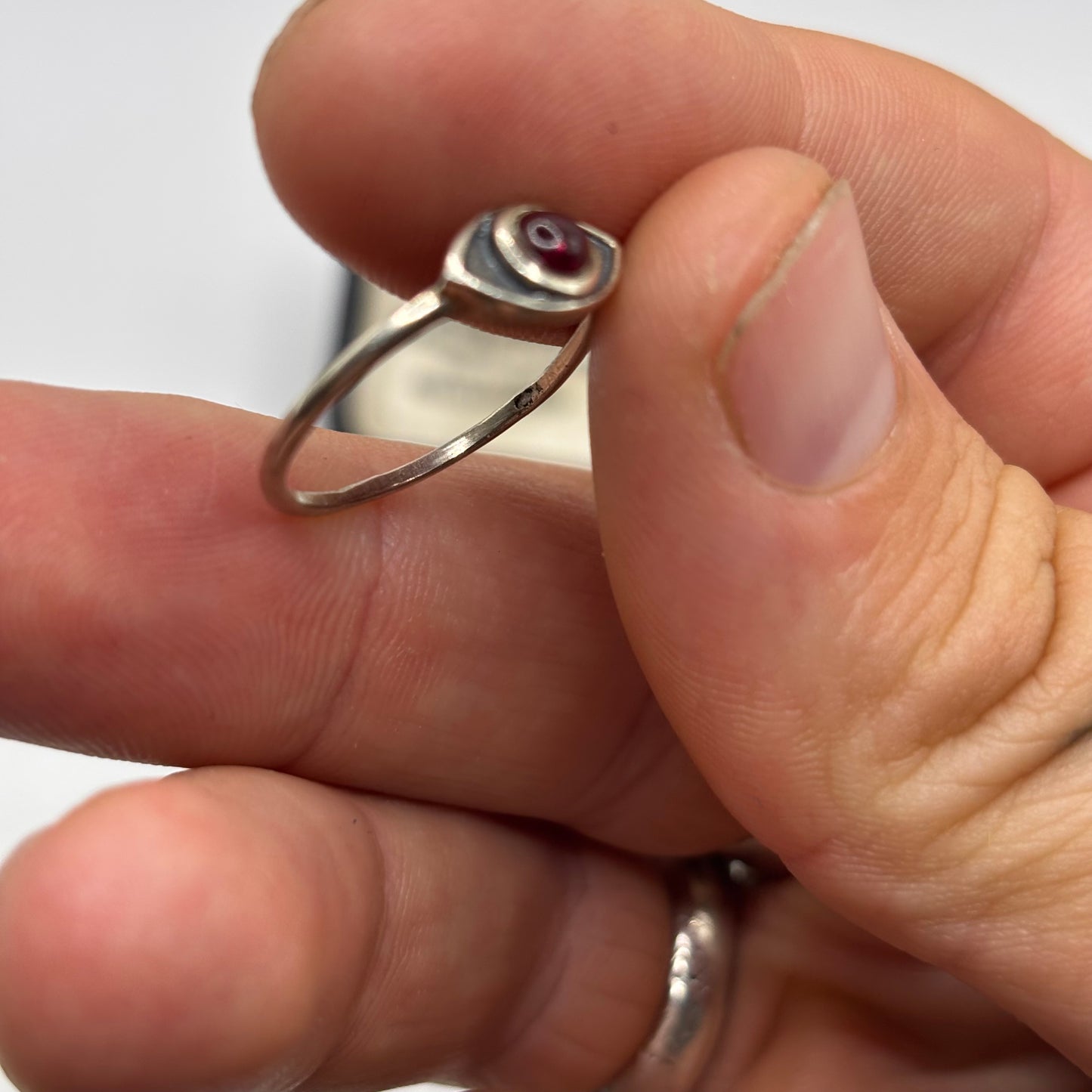 Silver Garnet Eye Ring