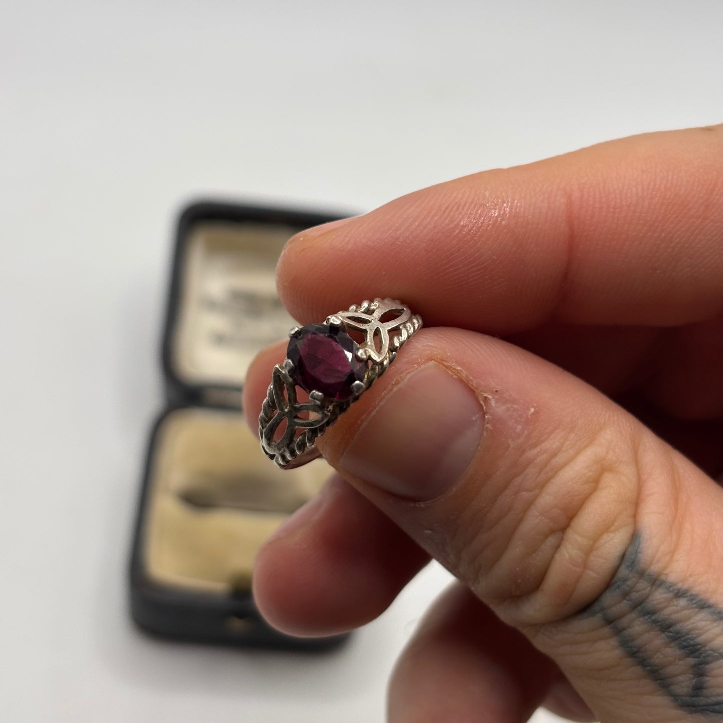 Silver Garnet Ring