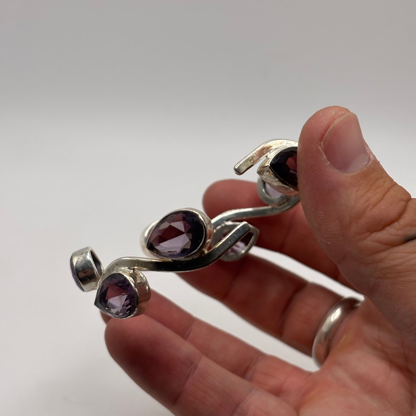 Silver Amethyst Bangle (65mm)
