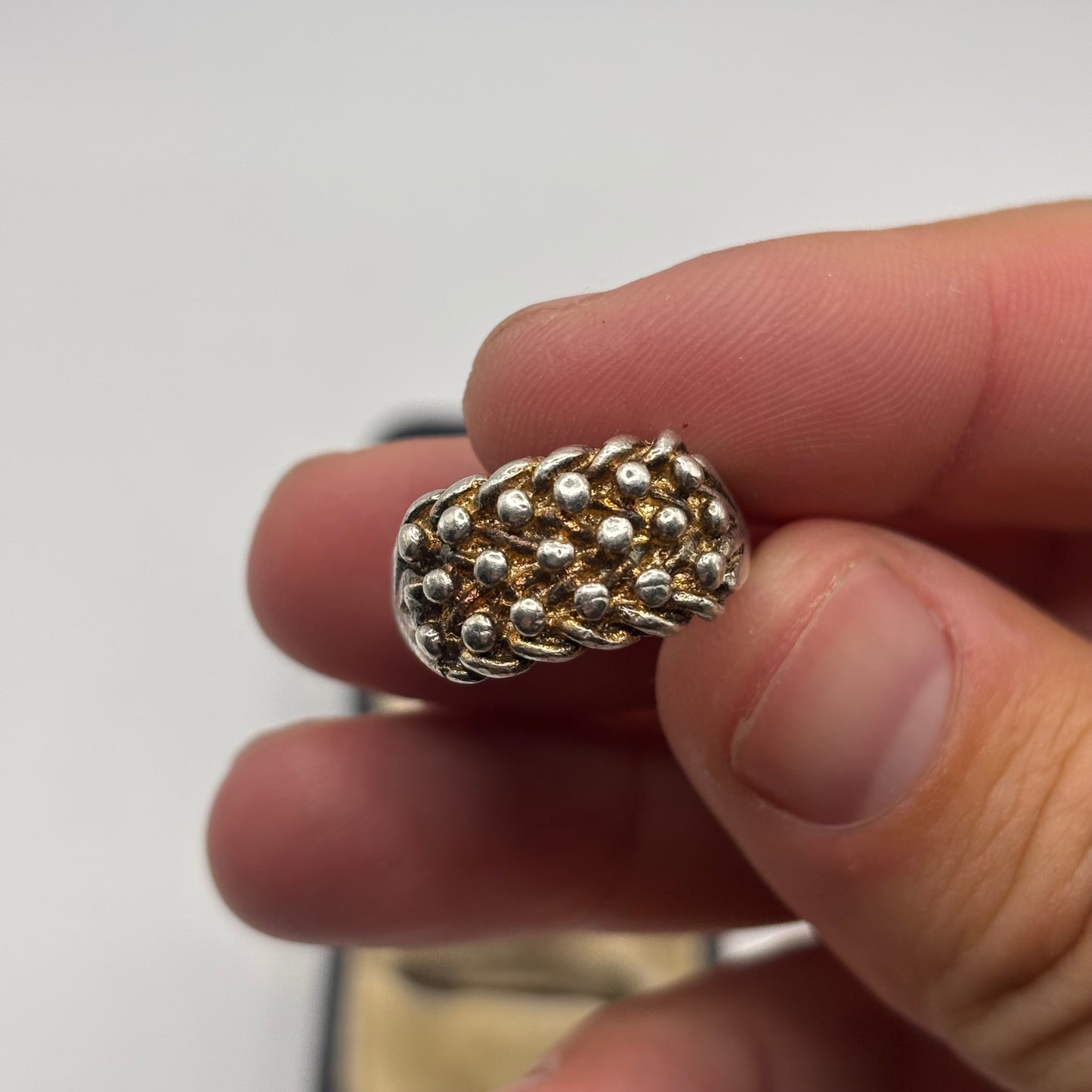 Silver Vintage 3 Row Keeper Ring (R)