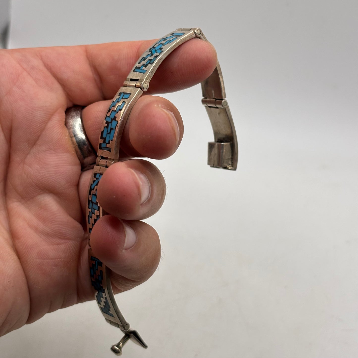 Silver 6” Mexican Turquoise Bracelet