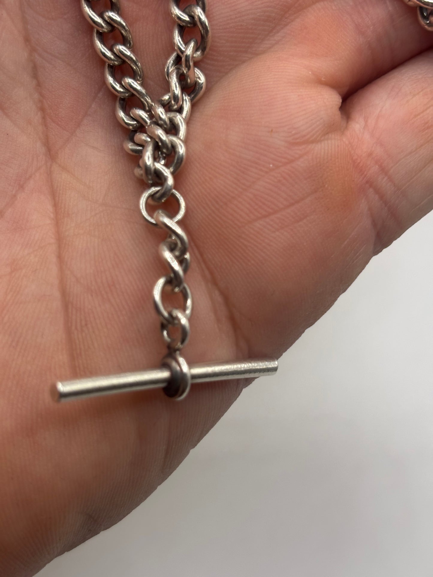 Silver 18” T-Bar Watch Chain