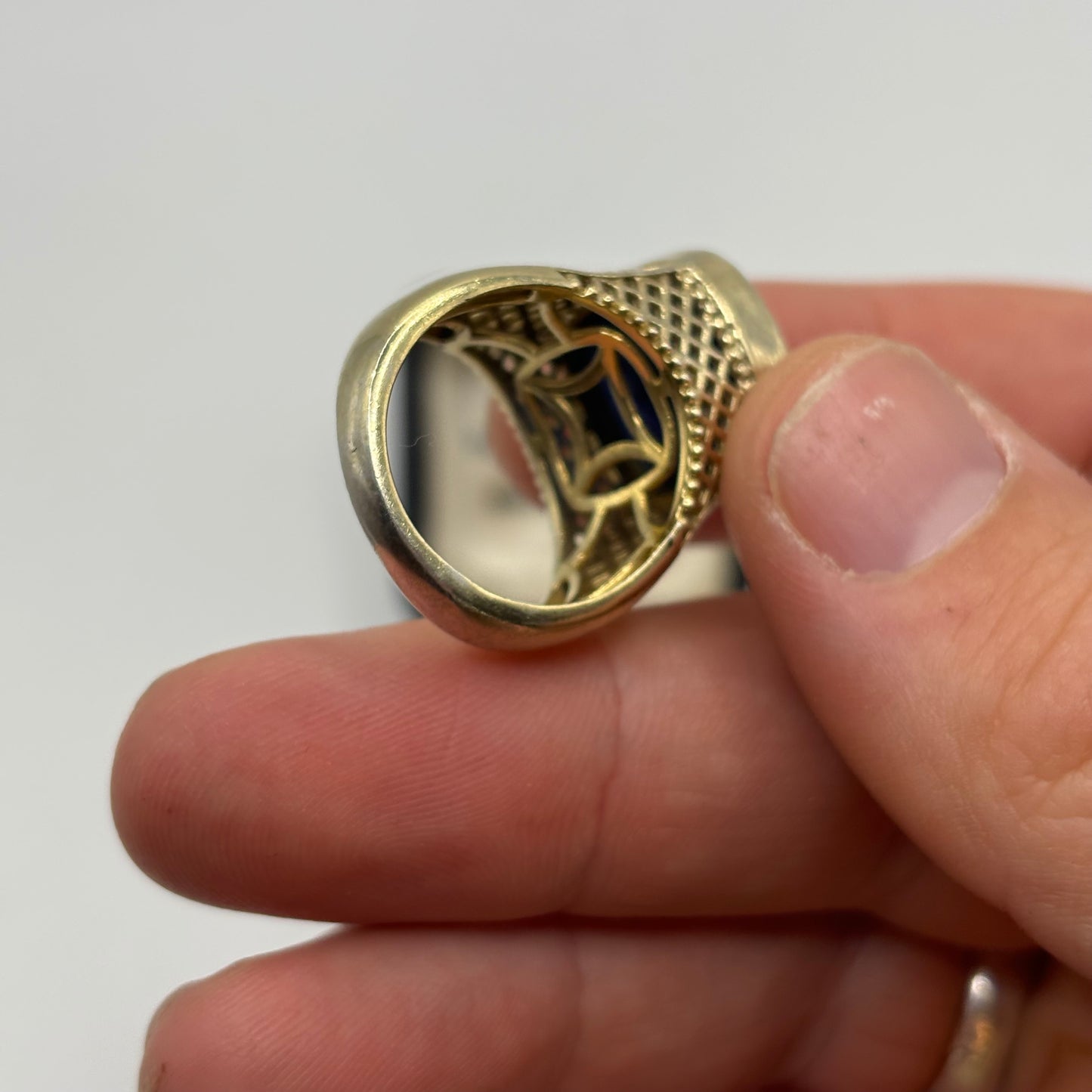 Gold On Silver Faux Sapphire Ring