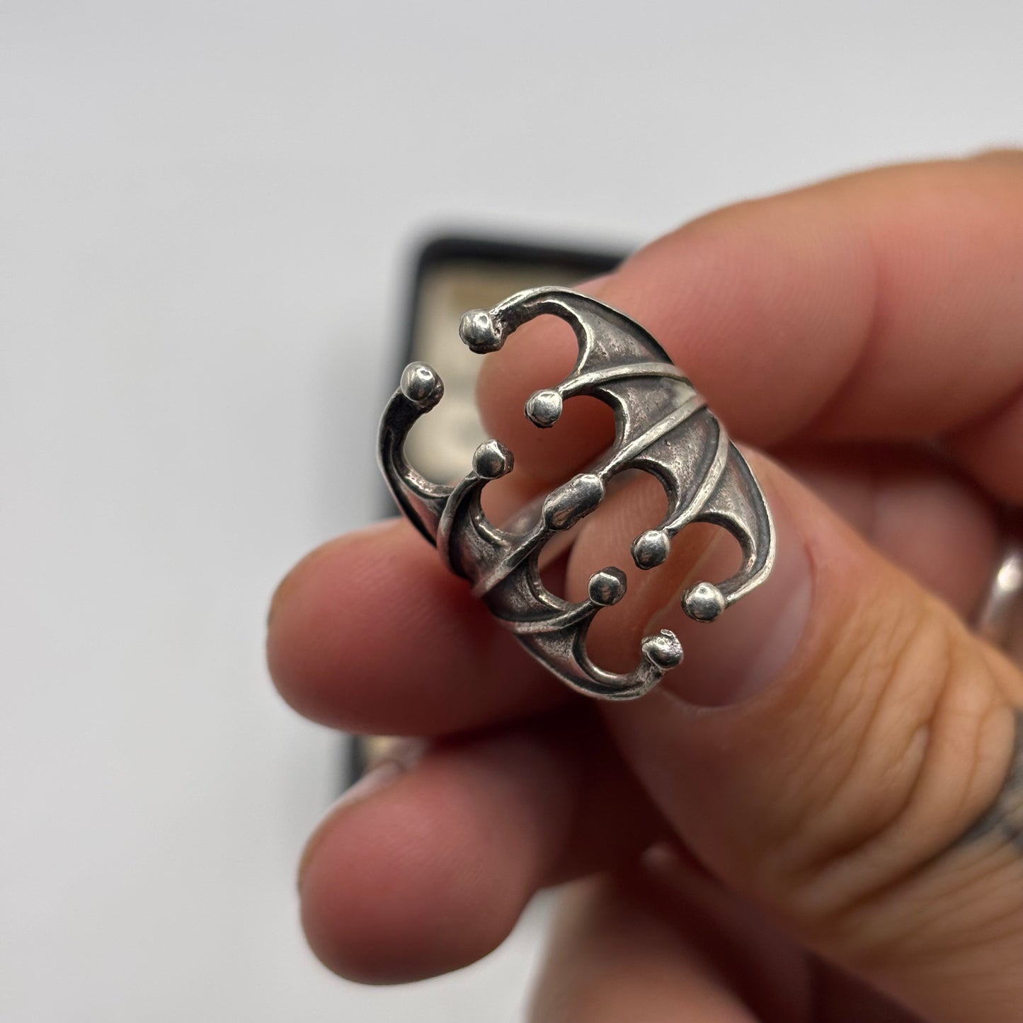 Silver Bat Wing Ring (K)
