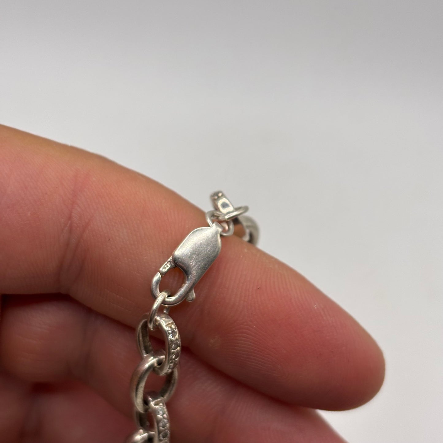 Silver 7.5” CZ Inlayed Belcher Bracelet
