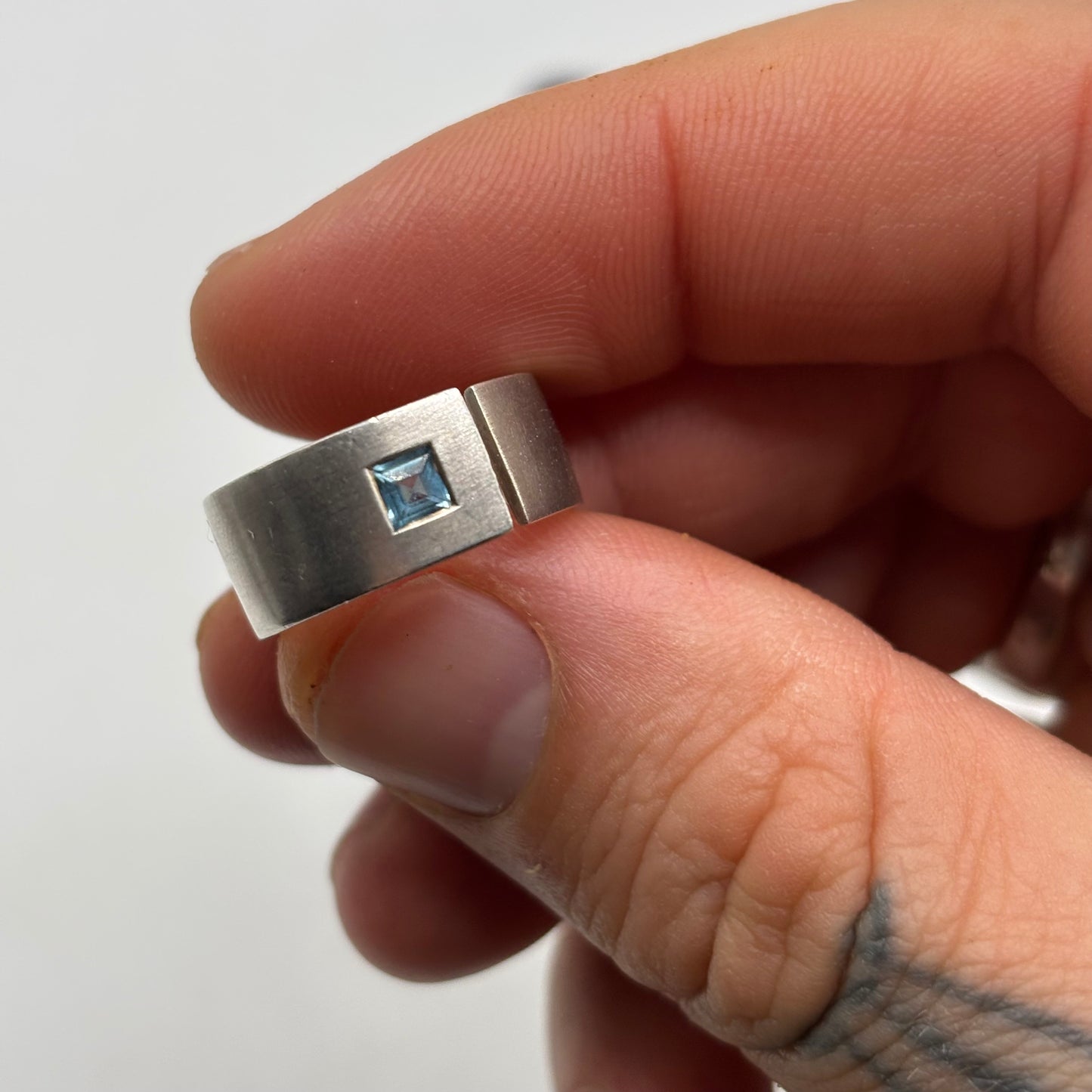 Silver Blue Topaz Modernist Ring