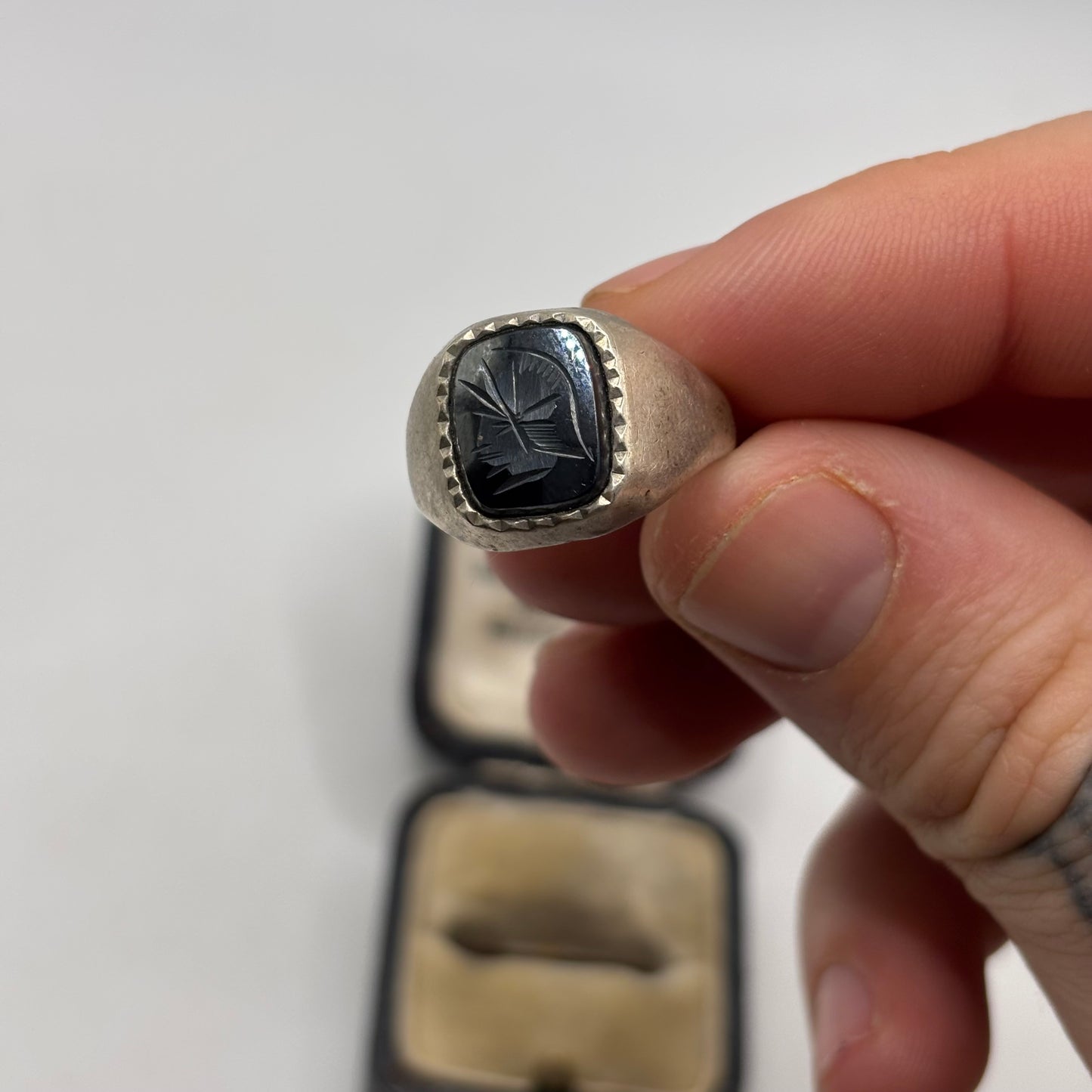 Silver Hematite Gladiator Ring (R)