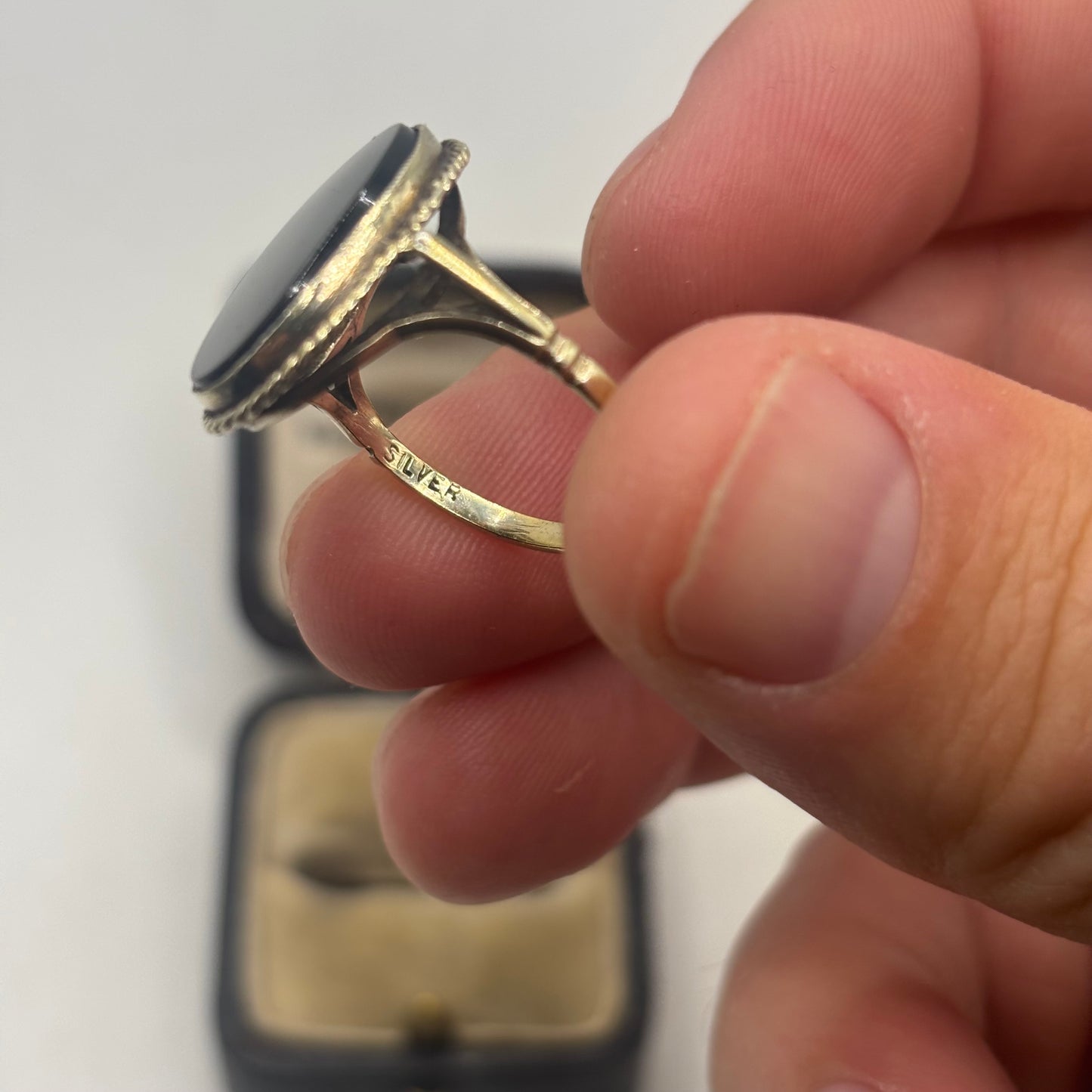 Silver Gold On Silver Onyx Ring (O)