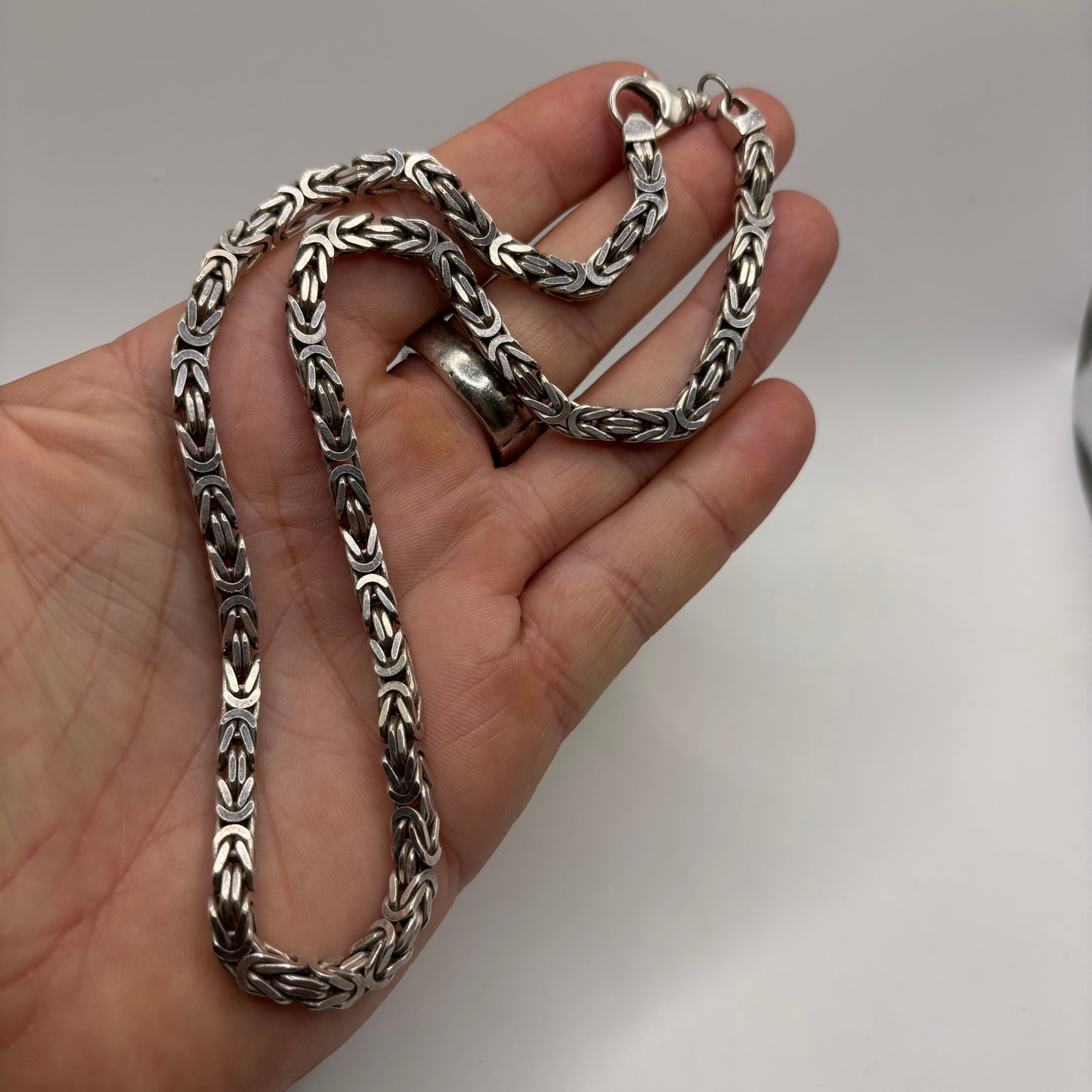 Silver Heavy 18” Byzantine Necklace