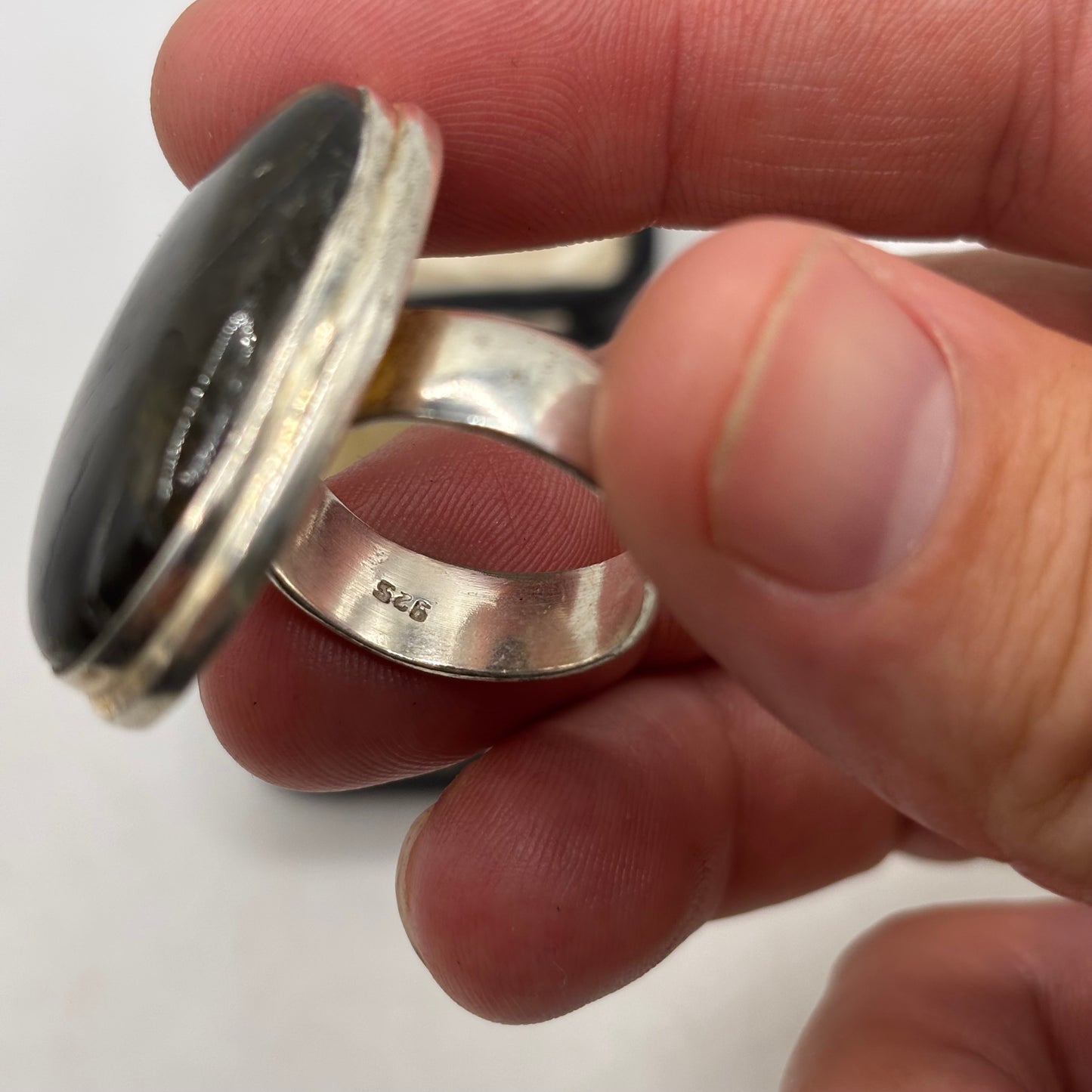 Silver Large Labradorite Ring (S)