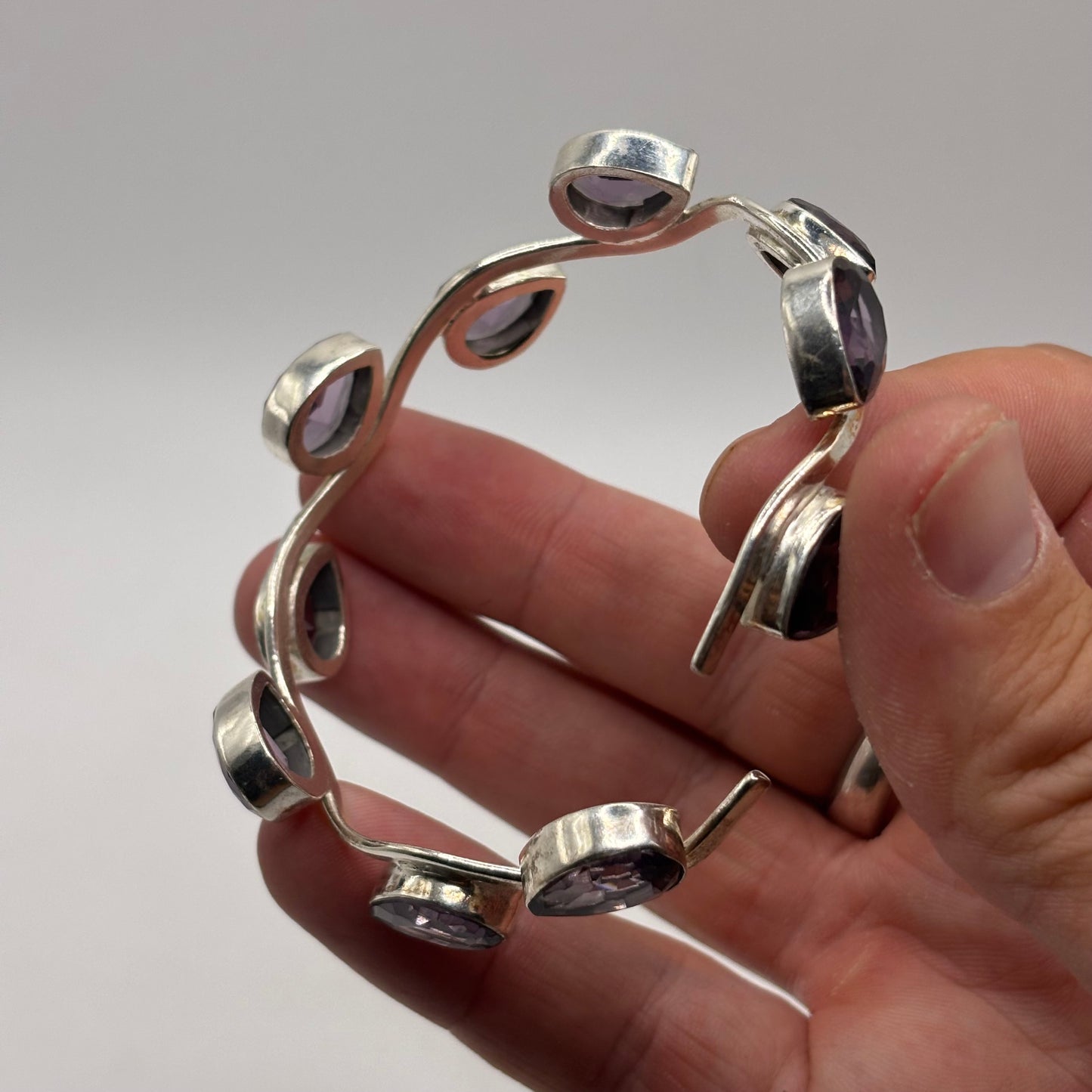 Silver Amethyst Bangle (65mm)