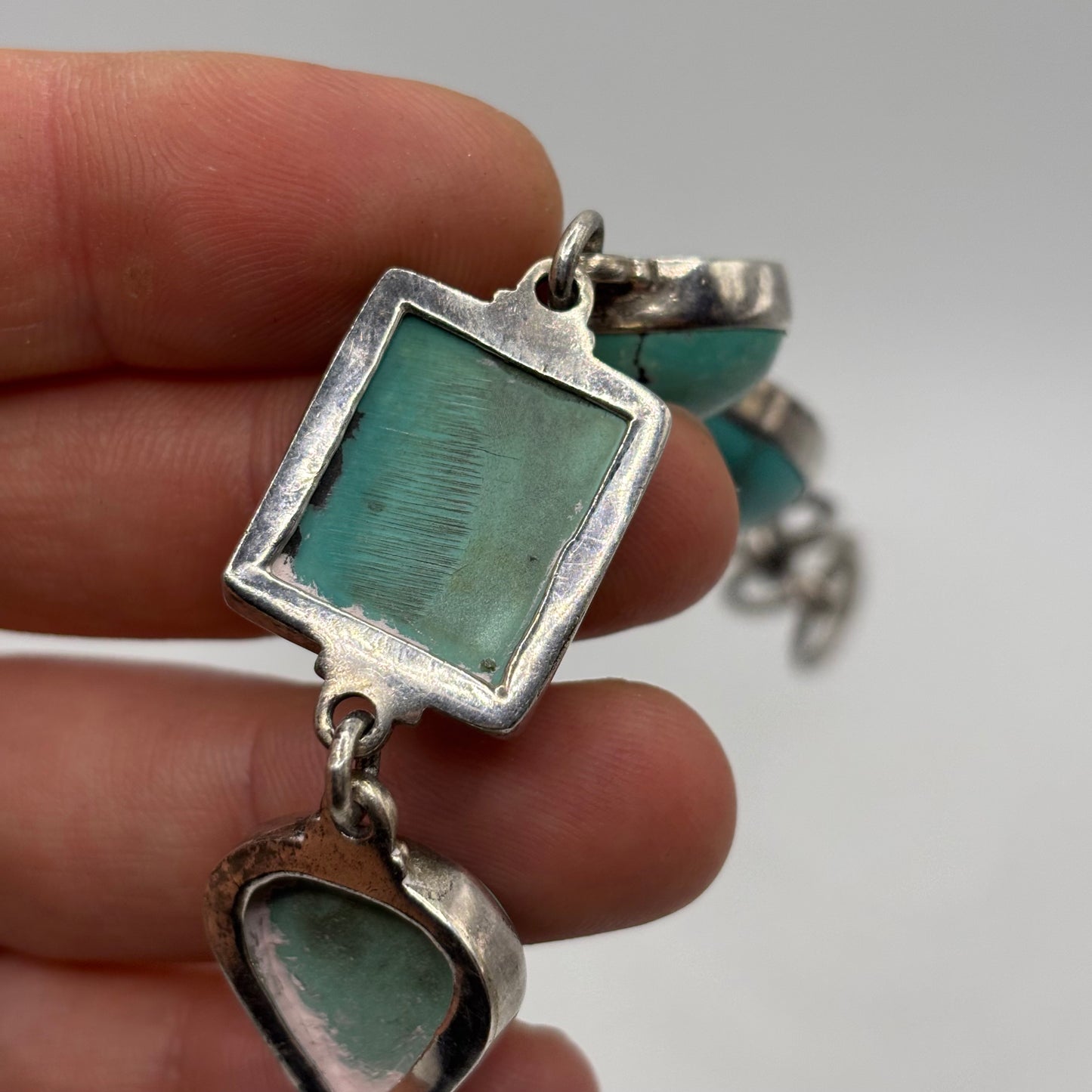 Silver 7.5”-8.5” Turquoise Bracelet