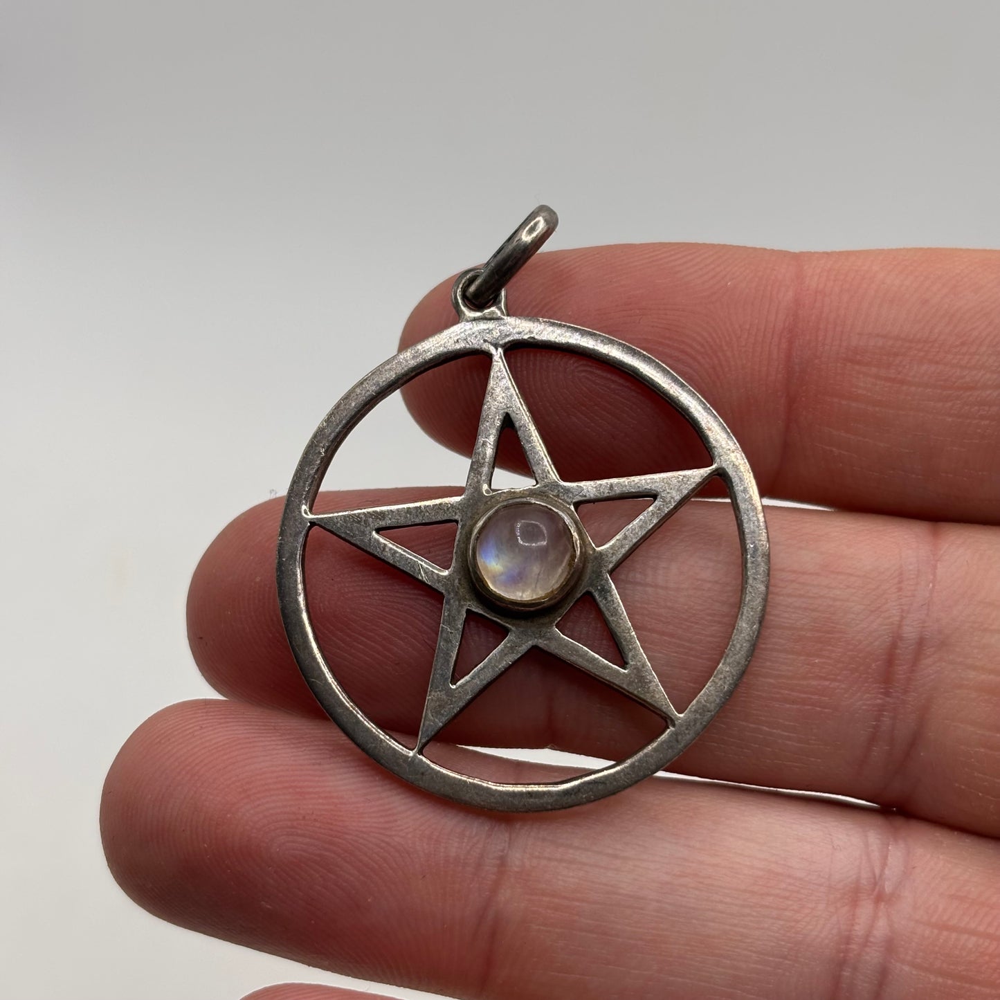 Silver Moonstone Pentagram Pendant