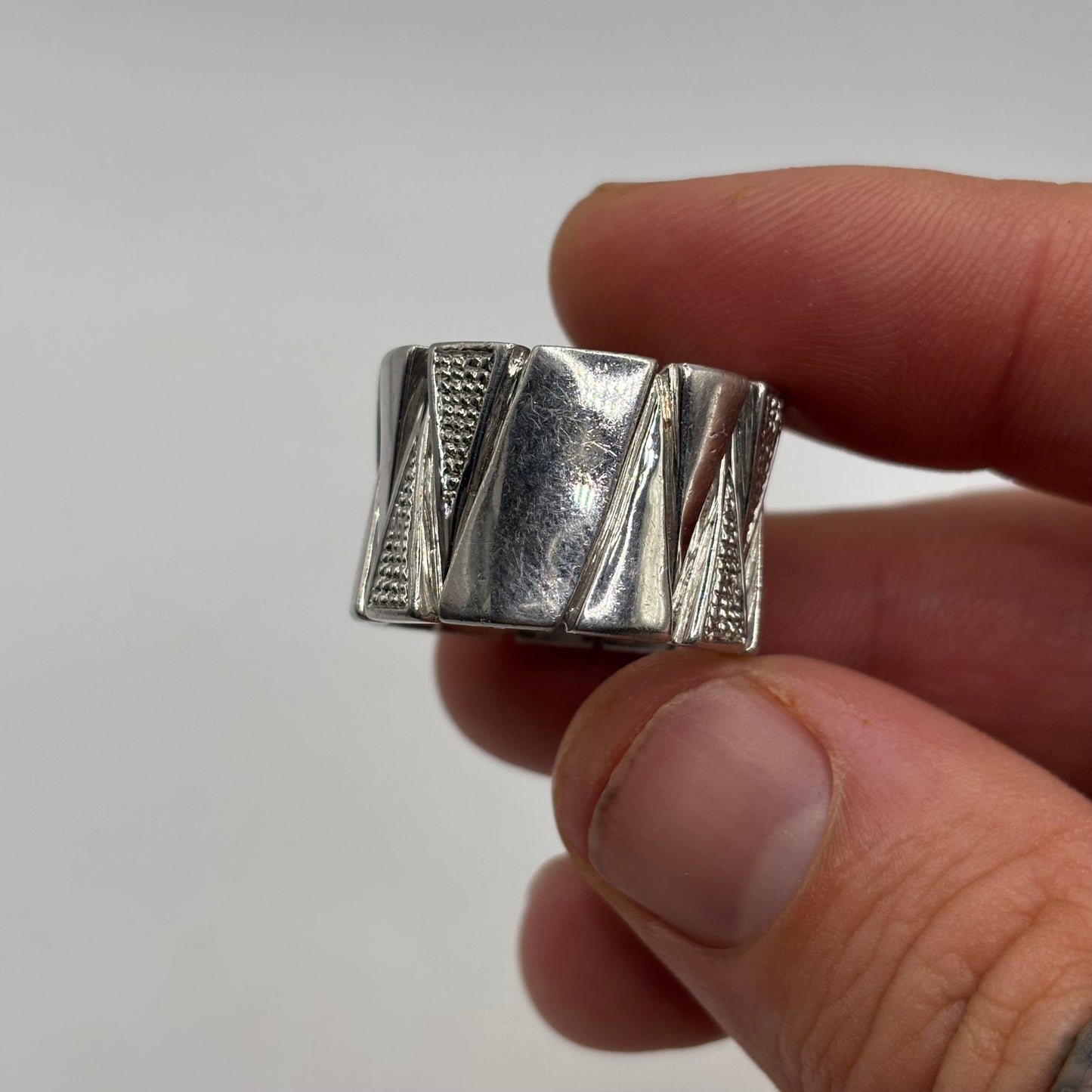 Silver Heavy Unusual Band Ring