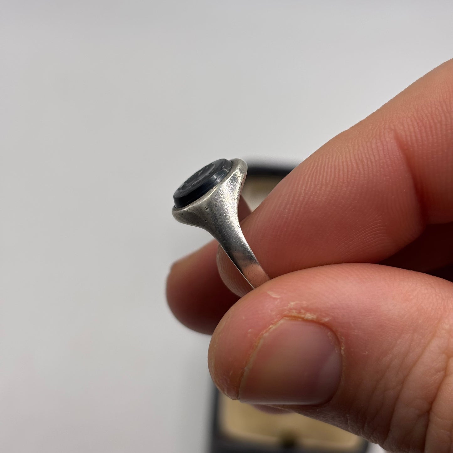 Silver Hematite Gladiator Signet Ring (M)