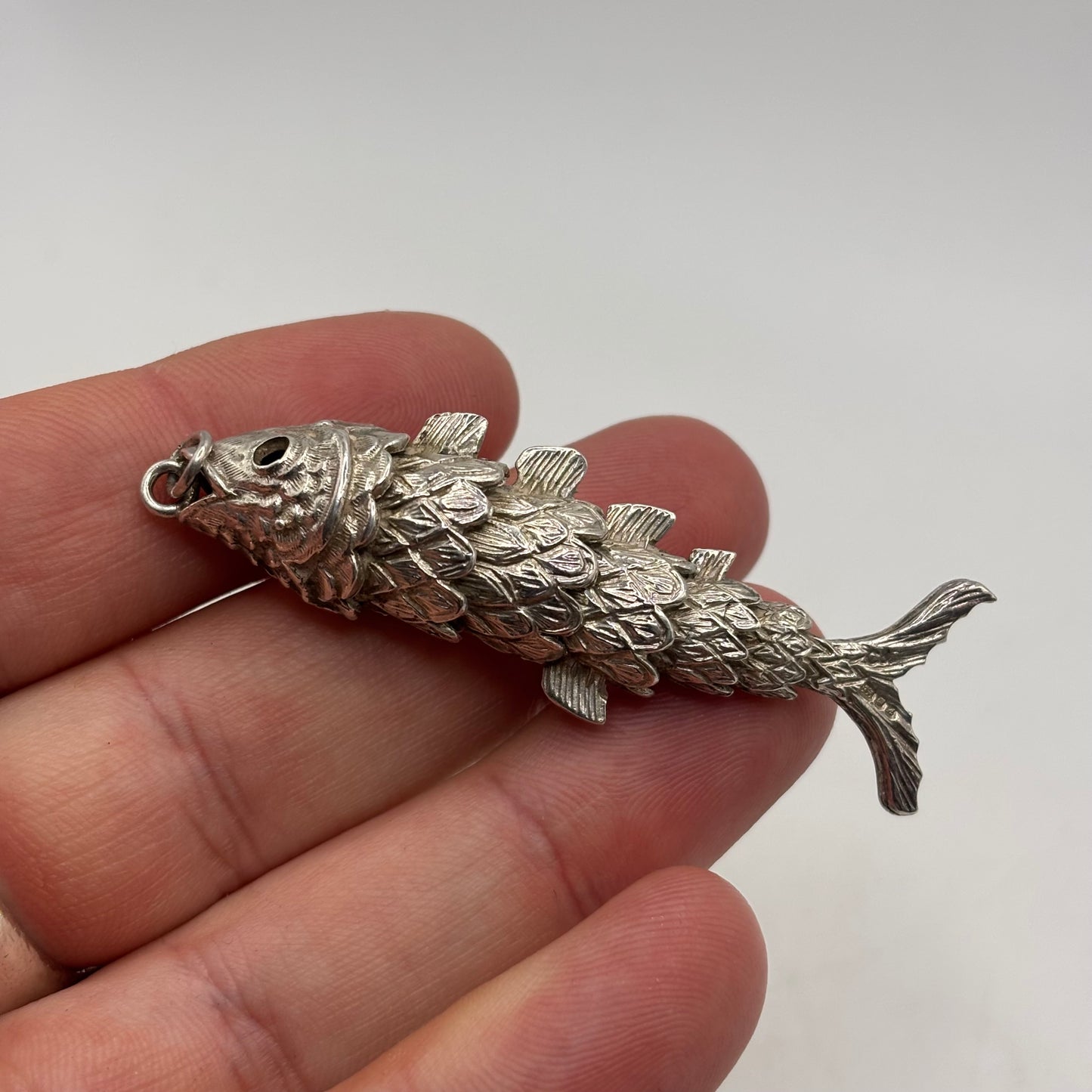 Silver Large Vintage Fish Pendant