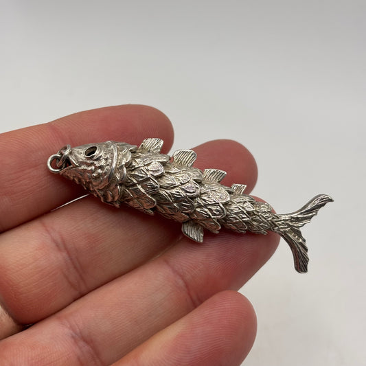 Silver Large Vintage Fish Pendant