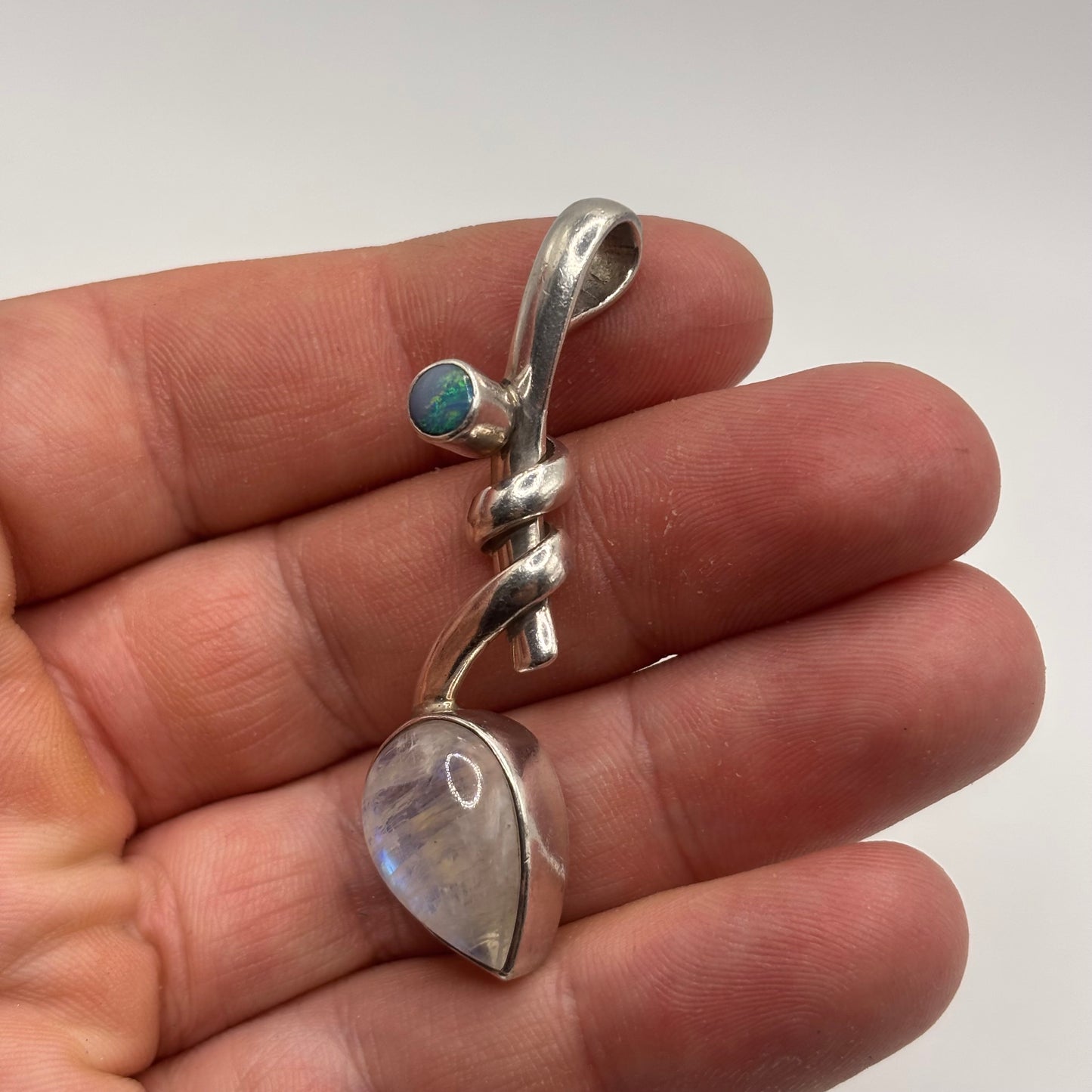 Silver Moonstone & Opal Pendant