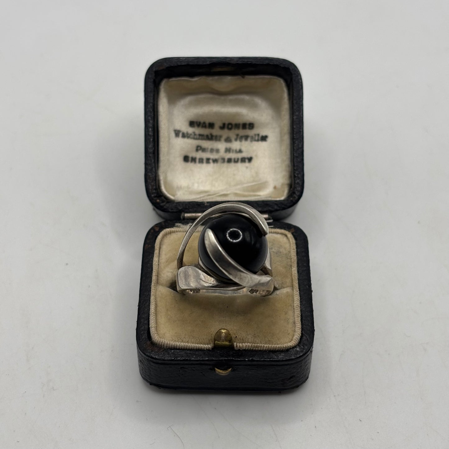 Silver Modernist Onyx Sphere Ring (P)